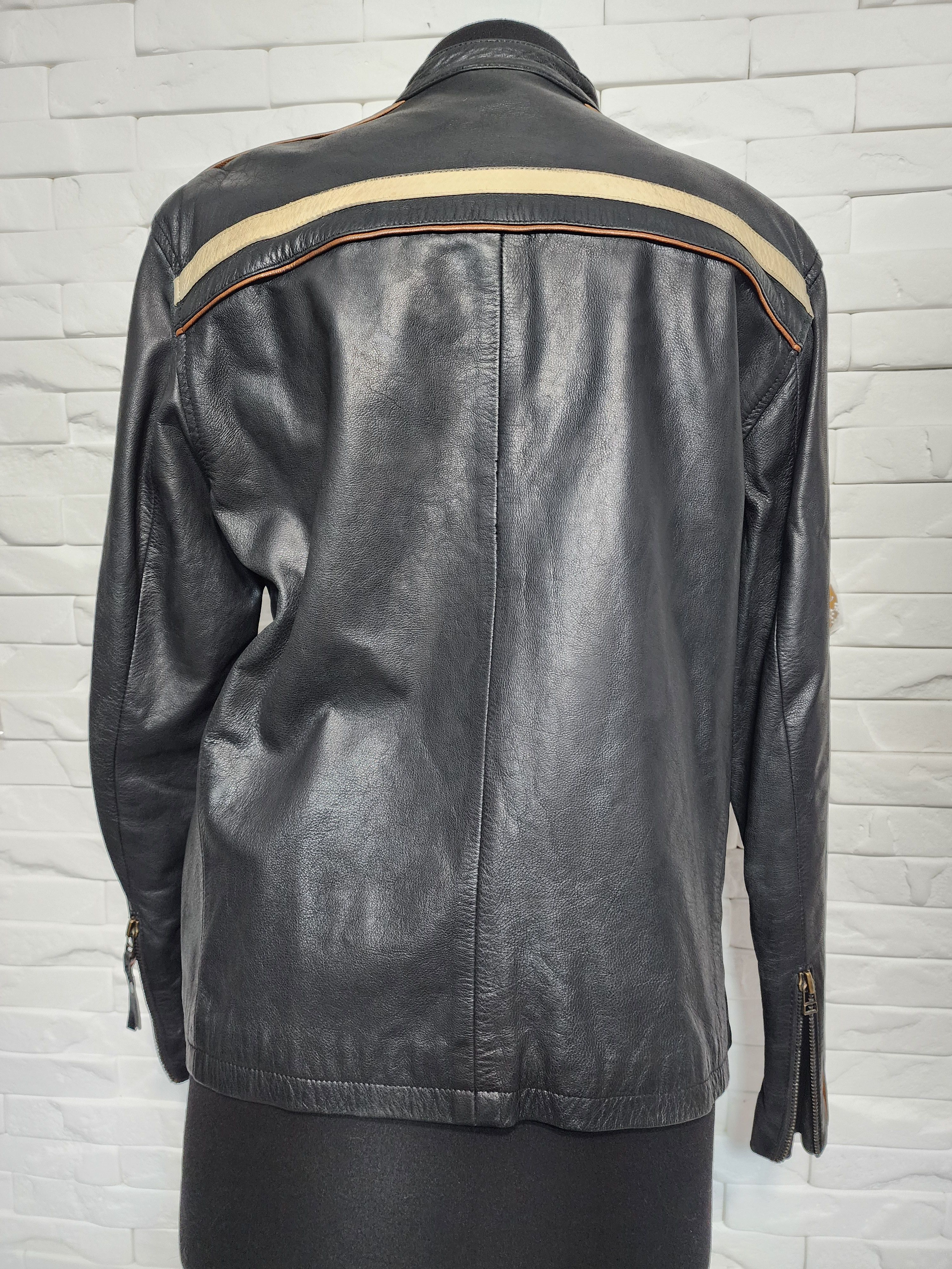 Uniqlo Men's Black Leather Sport Jacket: Metal Zipper. Size US M / EU 48-50 / 2 - 4 Thumbnail