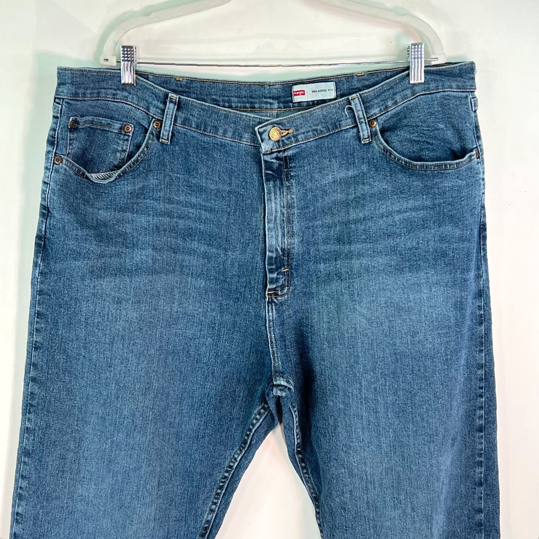 Wrangler Wrangler Jeans Mens Denim Flat Front Straight Blue Size 42 X 30 Regular 5 Pocket Belt Loops Size US 42 / EU 58 - 4 Thumbnail