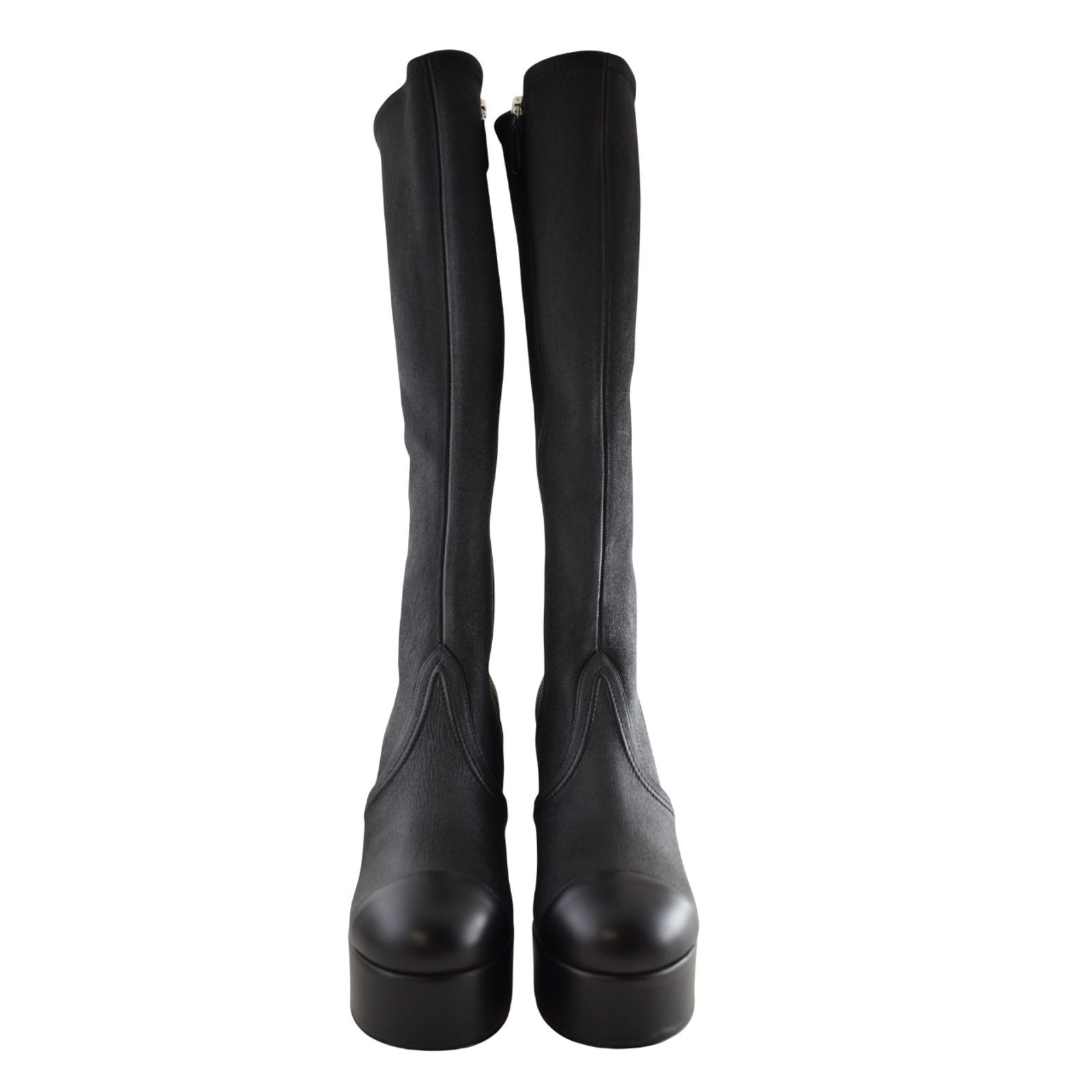 Chanel Chanel24K Stretch Lambskin CC Platform Knee High Boots 37.5C Size US 7.5 / IT 37.5 - 11 Thumbnail