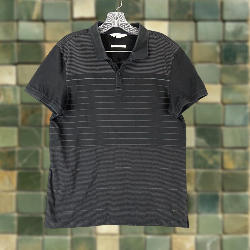 Calvin Klein CALVIN KLEIN Polo Shirt Slim Fit Men Neck Striped Black L Cotton Segmented 2010s Mens Size US L / EU 52-54 / 3 - 1 Thumbnail