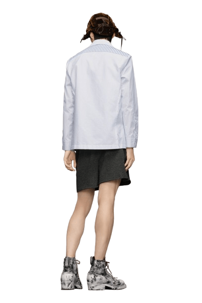 Maison Margiela o1w1db10526 Patchwork Stripe Shirt in Light Blue/White Size US S / EU 44-46 / 1 - 4 Thumbnail