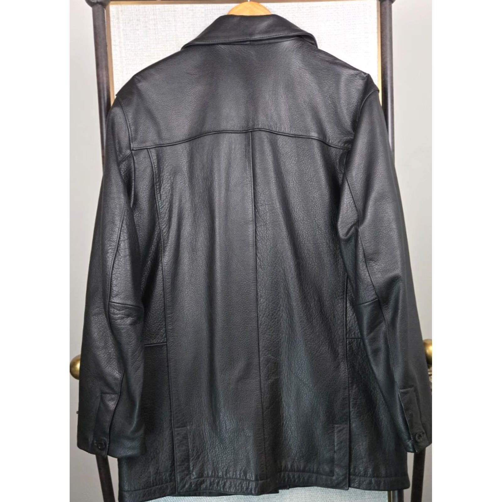 Kenneth Cole Kenneth Cole Reaction Men's Leather Jacket Medium Notch Lapel Button Front Insulated Black Coat/Jacket Size US M / EU 48-50 / 2 - 4 Thumbnail