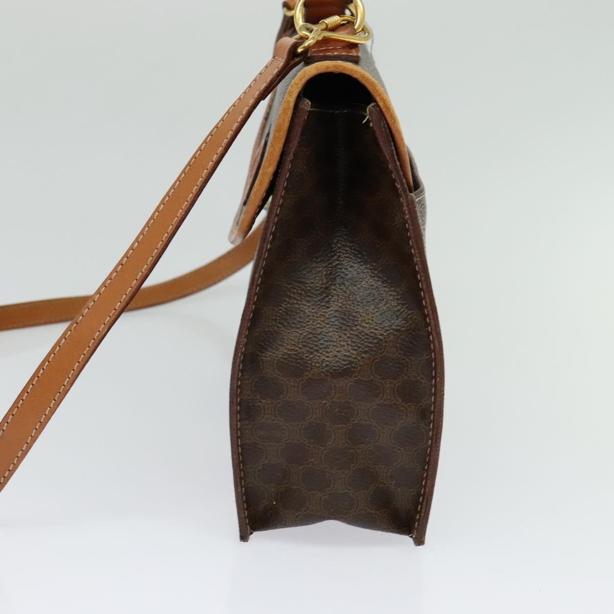 Celine CELINE Macadam Canvas Hand Bag Pvc Leather Brown Gold Size ONE SIZE - 5 Thumbnail