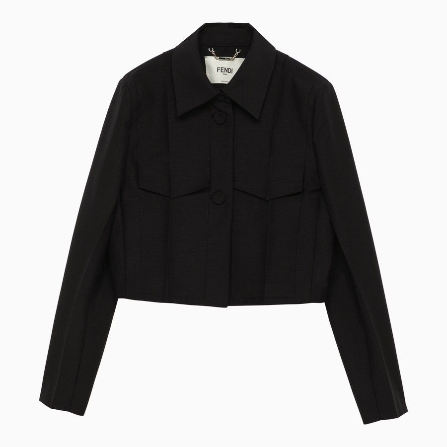 Fendi o1d2blof0824 Wool Boxy Jacket in Black Size S / US 4 / IT 40 - 1 Thumbnail