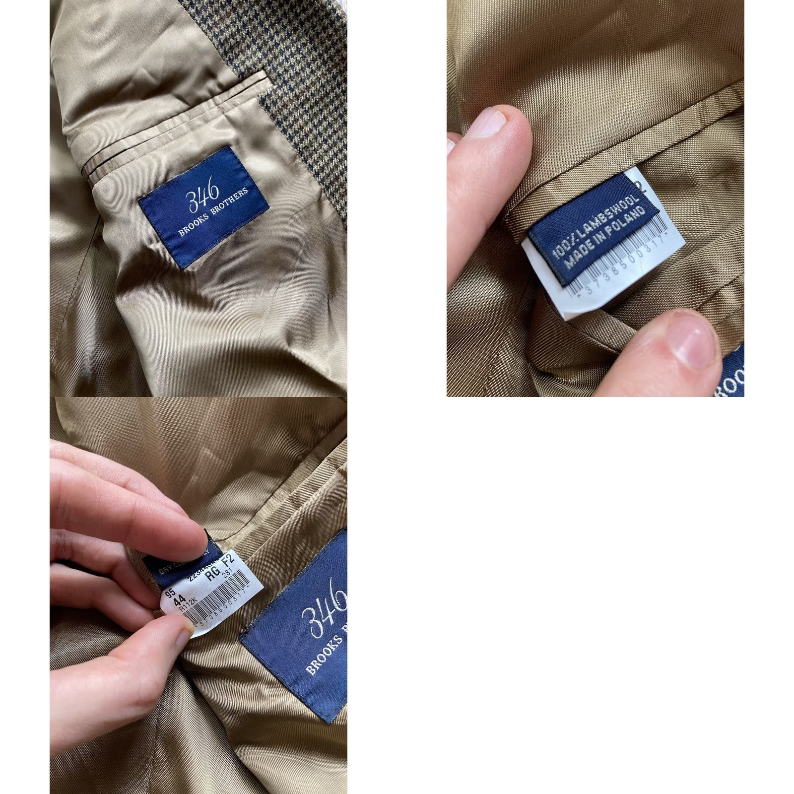 Brooks Brothers VINTAGE Brooks Brothers Mens Beige Houndstooth Lambswool Jacket Blazer Sport Coat 44R Size 44R - 9 Thumbnail