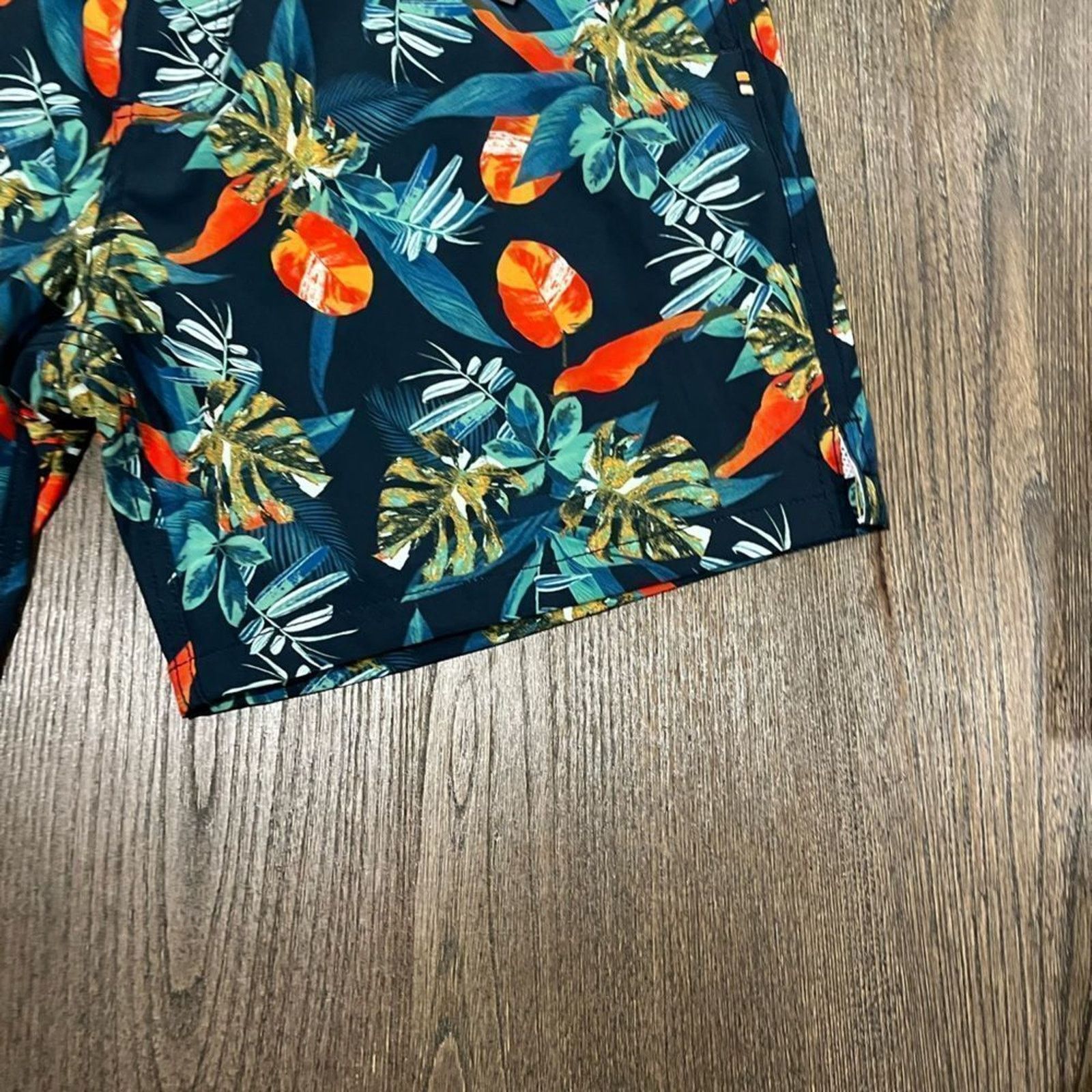 Vintage NWT Johnny Bigg Jungle Leaf Stretch Swim Short Size 36/L Size US 31 - 2 Thumbnail