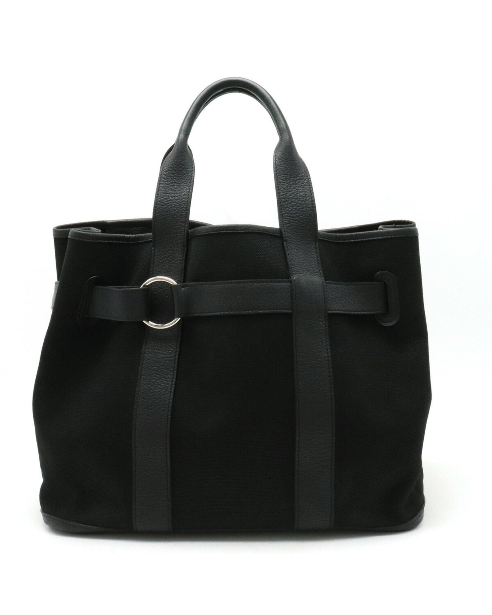 image of Hermes Canvas Tote Handbag in Black, Women's
