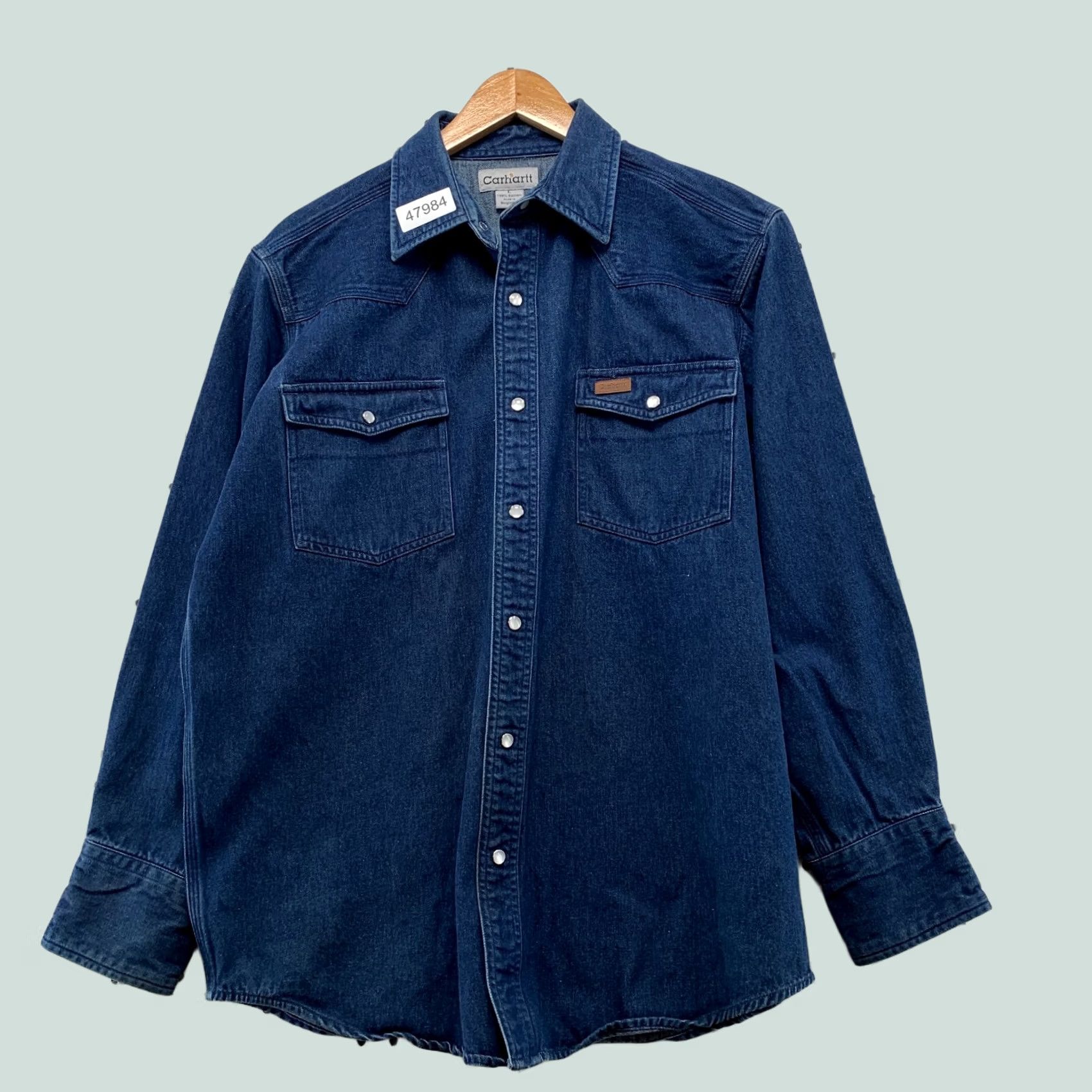 Carhartt Carhartt Denim Snap Shirt Mens L Blue Long Sleeve Cotton Workwear Size US L / EU 52-54 / 3 - 1 Thumbnail