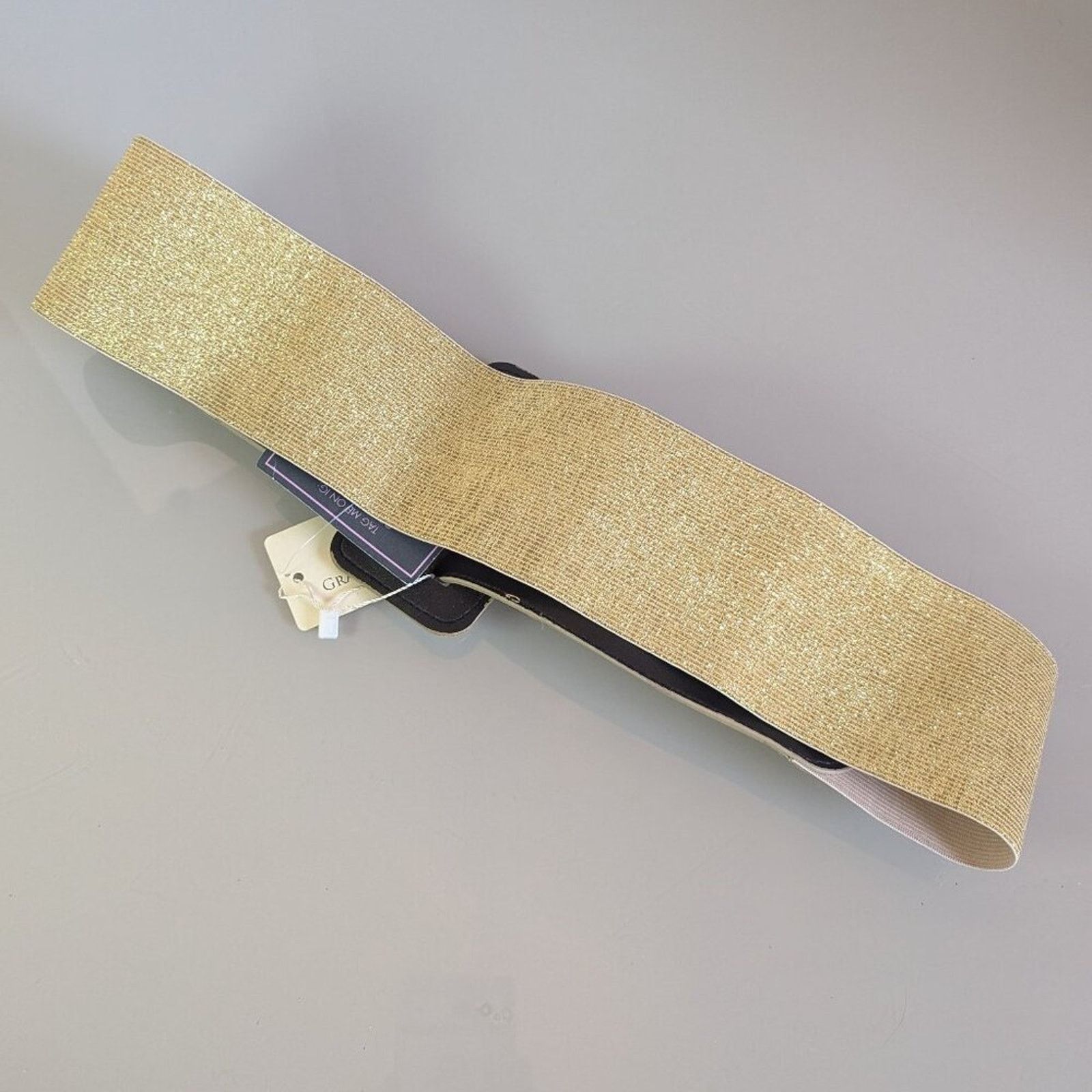 Vintage Grace Karin Vintage Wide Belt Gold Elastic Stretch Metallic Size ONE SIZE - 4 Thumbnail