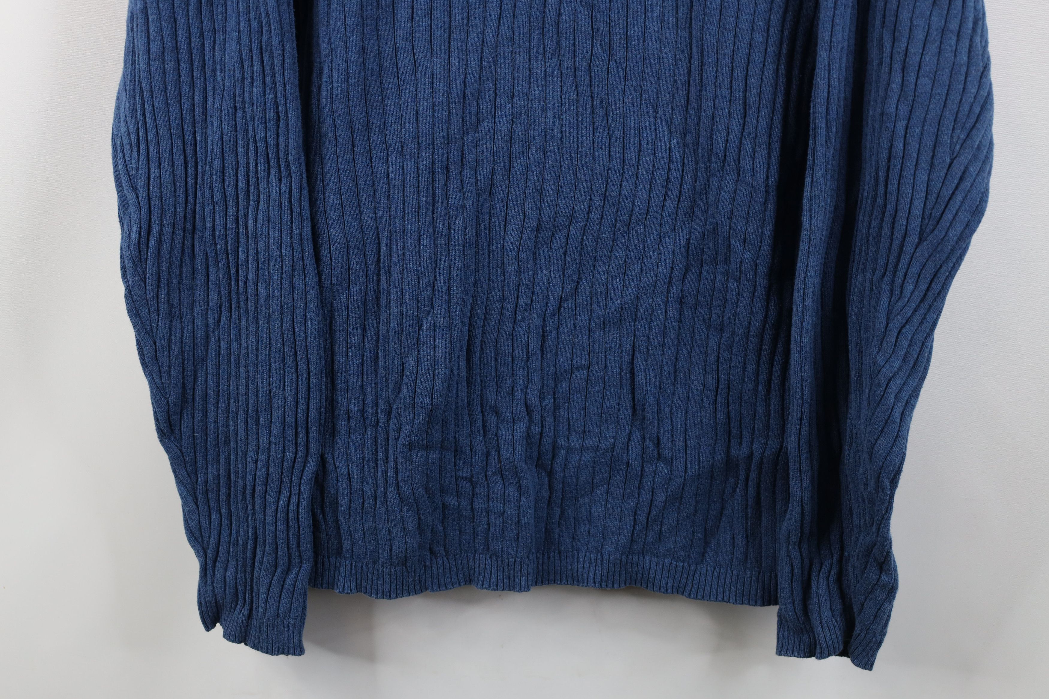Vintage Vintage 90s Streetwear Ribbed Knit Collared Sweater Blue Size US XL / EU 56 / 4 - 3 Thumbnail