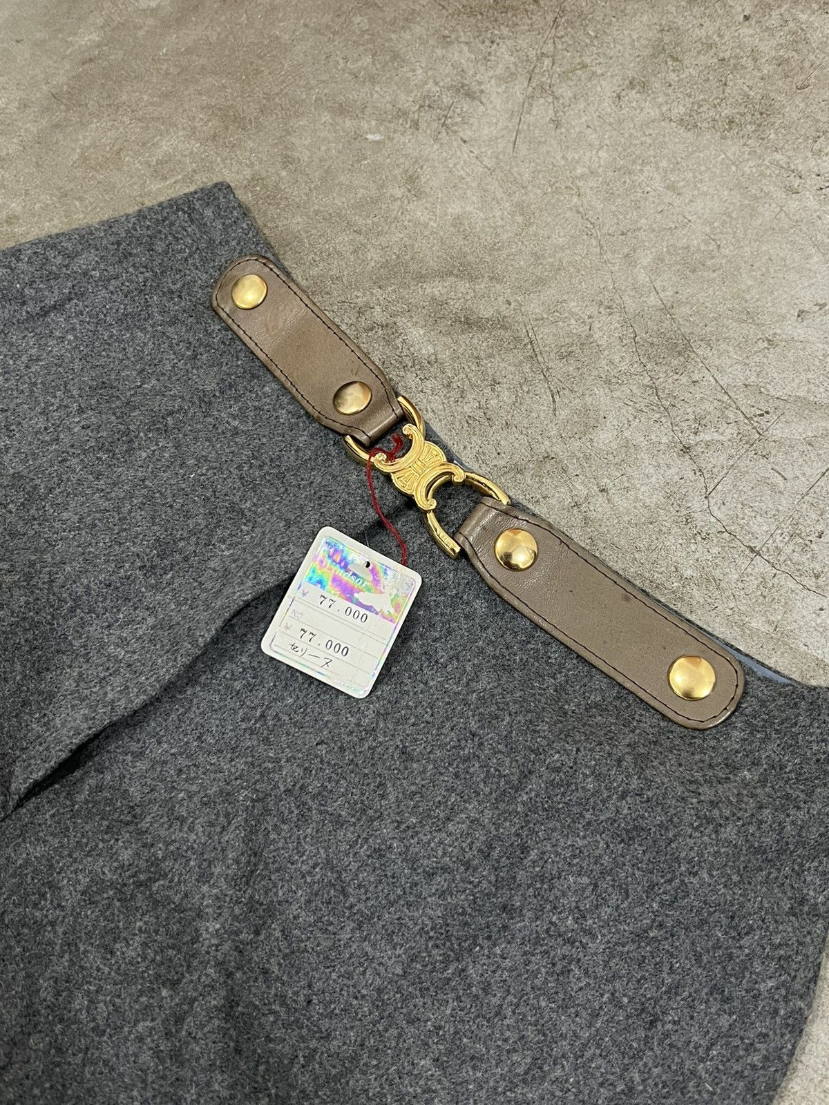 Celine × Vintage Vintage 1970’s Celine Removable Belt Wool Wide Leg Pants Size 27" / US 4 / IT 40 - 2 Thumbnail