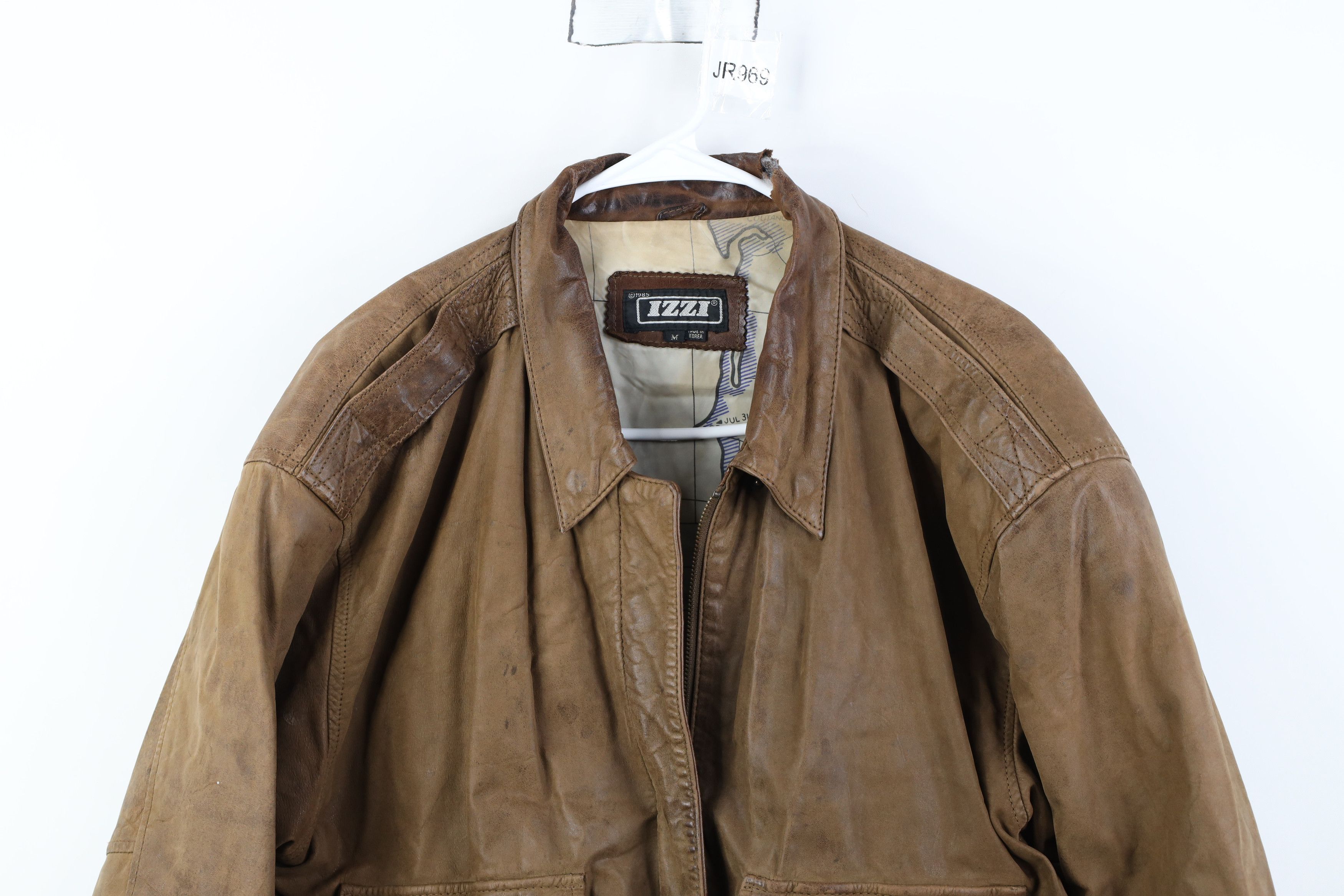 Vintage Vintage 90s Streetwear Leather Flight Bomber Jacket Brown Size M / US 6-8 / IT 42-44 - 2 Thumbnail