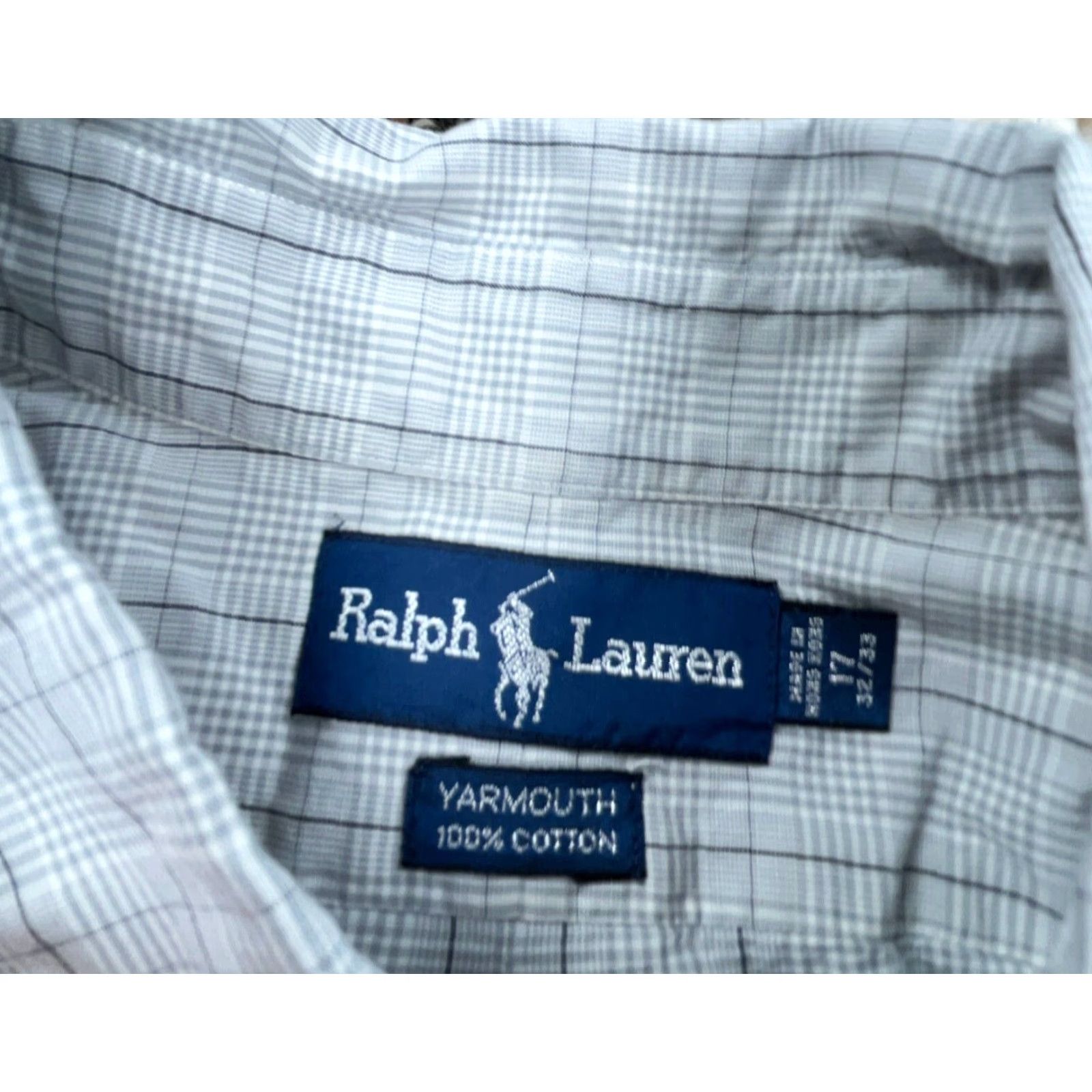 Ralph Lauren Ralph Lauren Shirt Men 17 32 Gray Button Up Glen Plaid Yarmouth Poplin XL Dress Size 46R - 3 Thumbnail