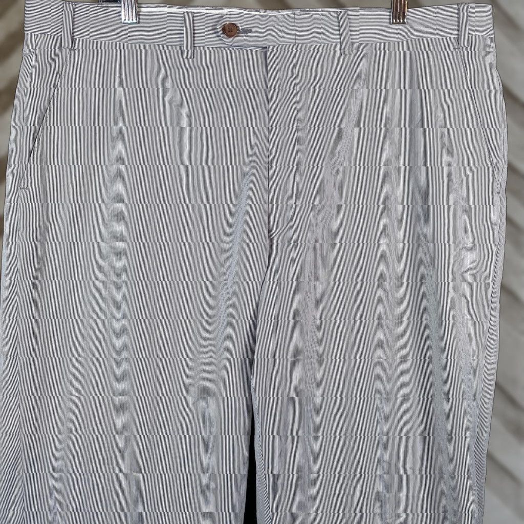 Ralph Lauren Ralph Lauren Mens Pants Gray White Striped Trim Fit Straight Nylon Stretch 38x34 Pants Size US 38 / EU 54 - 1 Thumbnail