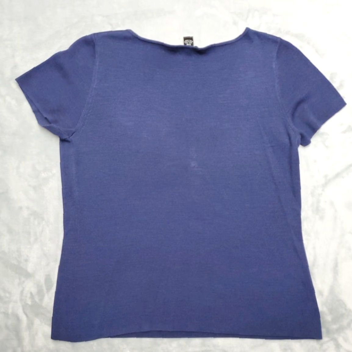 Alfani Alfani Sweater Women Petite Medium Blue Silk Knit Short Sleeve V-Neck Pullover Classic Solid Womens Size M / US 6-8 / IT 42-44 - 4 Thumbnail