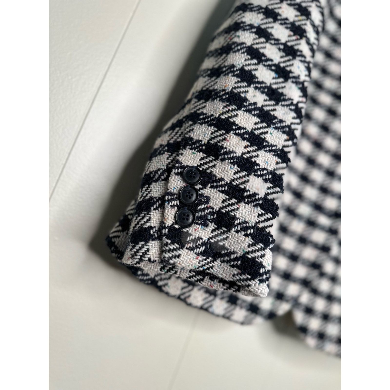 Robert Talbott Plus Petite NWT 14WP Confetti Navy White Checkered Blazer Size XL / US 12-14 / IT 48-50 - 4 Thumbnail