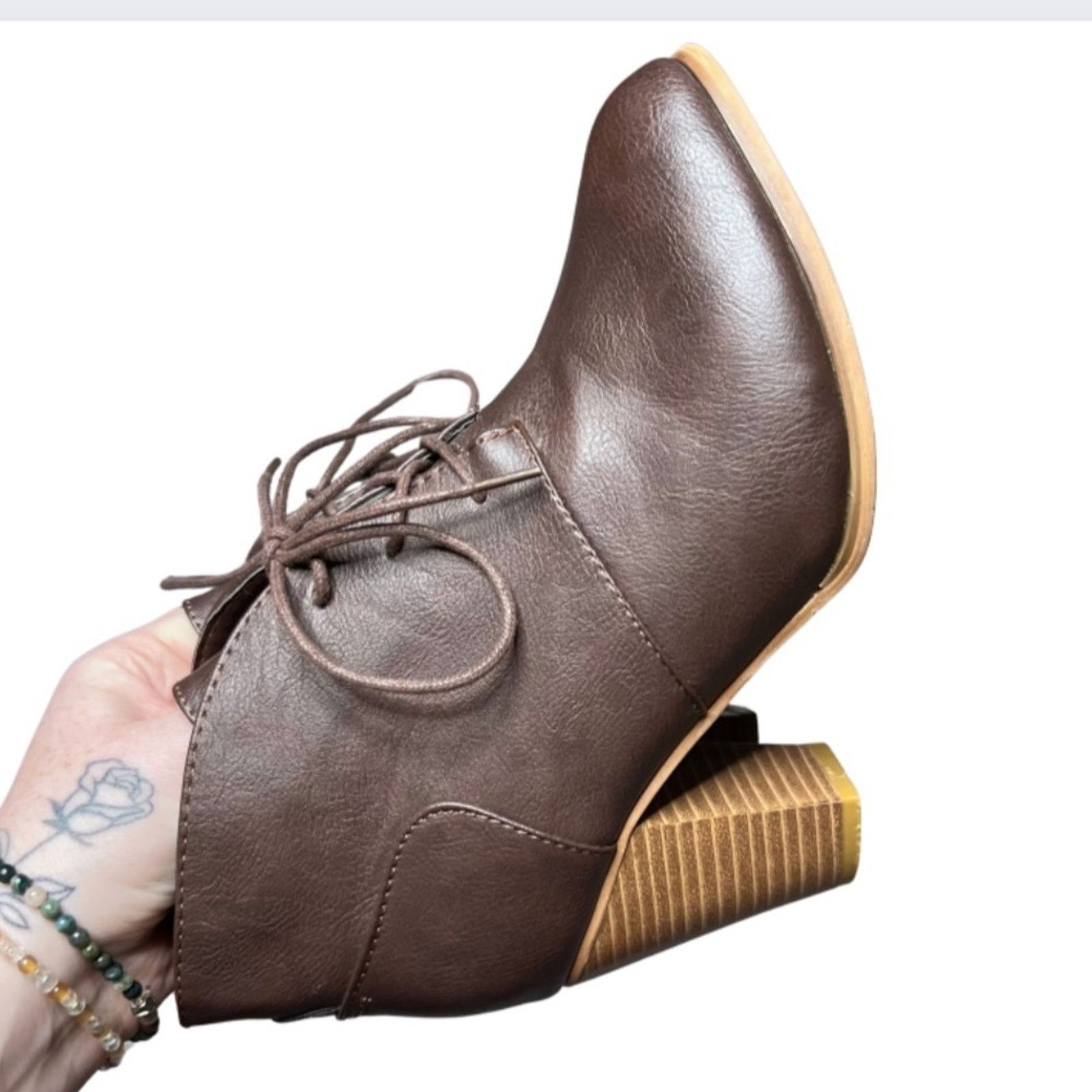 Other Altar'd State Women’s Brown Leather Platform Ankle Booties Size US 6.5 / IT 36.5 - 4 Thumbnail