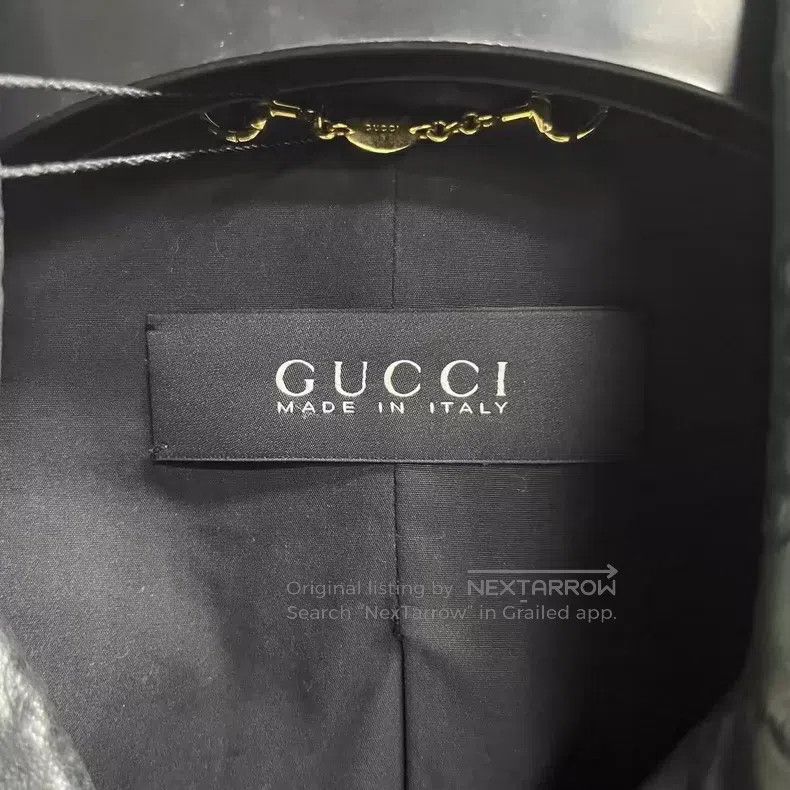 Gucci Gucci Black GG Pattern Embossed Leather Jacket Size US XS / EU 42 / 0 - 3 Thumbnail