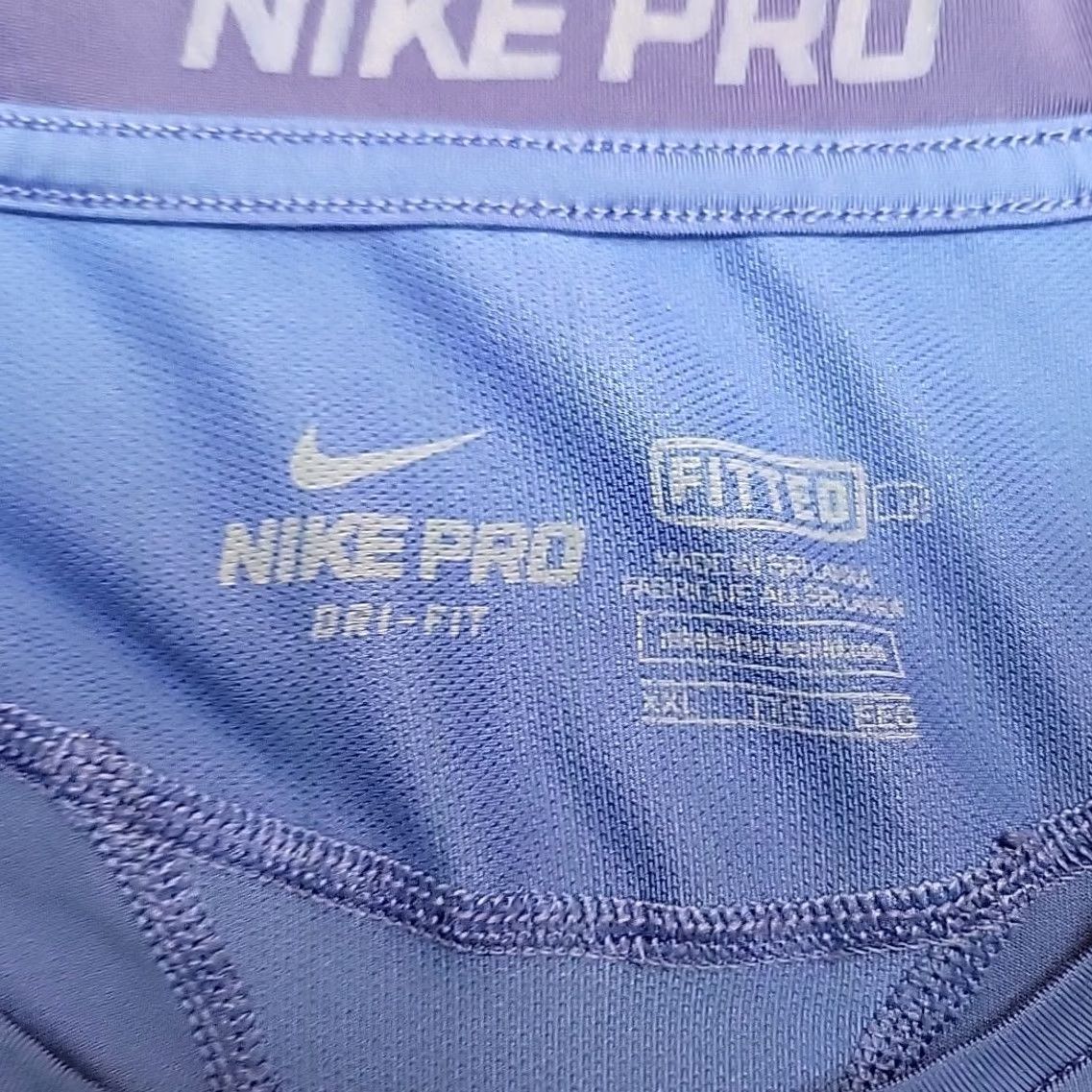 Nike Nike Pro Shirt Mens 2XL Blue TEE Athletic Dri Fit Short Sleeve Crew Neck Polyester Blend Logo Size US XXL / EU 58 / 5 - 5 Thumbnail