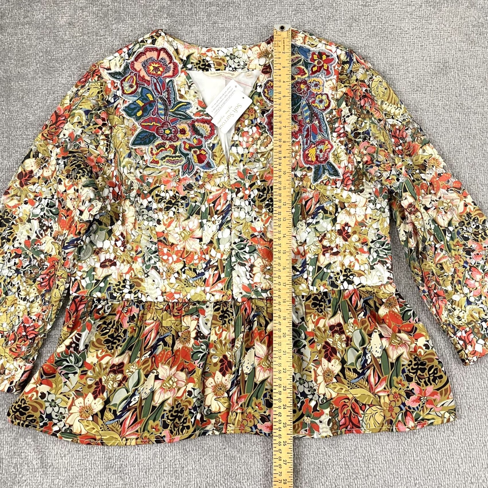 Soft Surroundings SOFT SURROUNDINGS Ariege Jacket Womens Large Floral Embroidered Beaded Lace BOHO Size L / US 10 / IT 46 - 4 Thumbnail