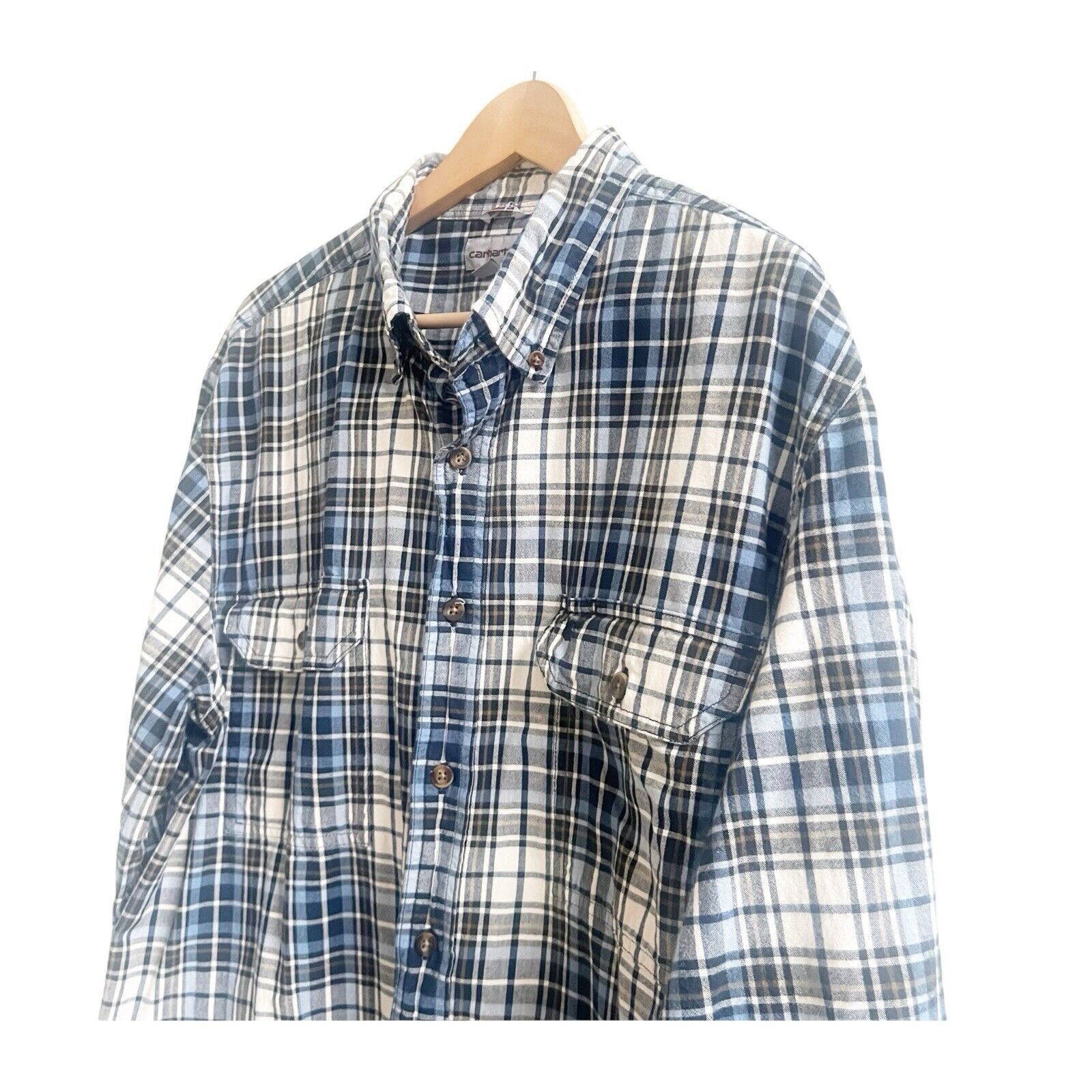 Carhartt Carthartt Men’s Plaid Flannel Size XL Blue Black White Size XL / US 12-14 / IT 48-50 - 3 Thumbnail