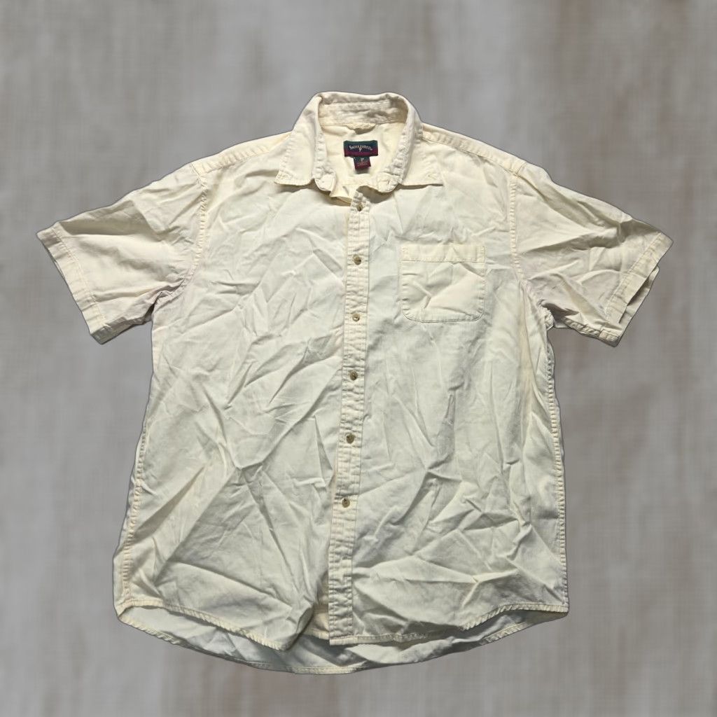 Vintage Stanford Shirt Solid Yellow Short Sleeve Button Up 100% Cotton Adult Men L Large Size US L / EU 52-54 / 3 - 1 Thumbnail