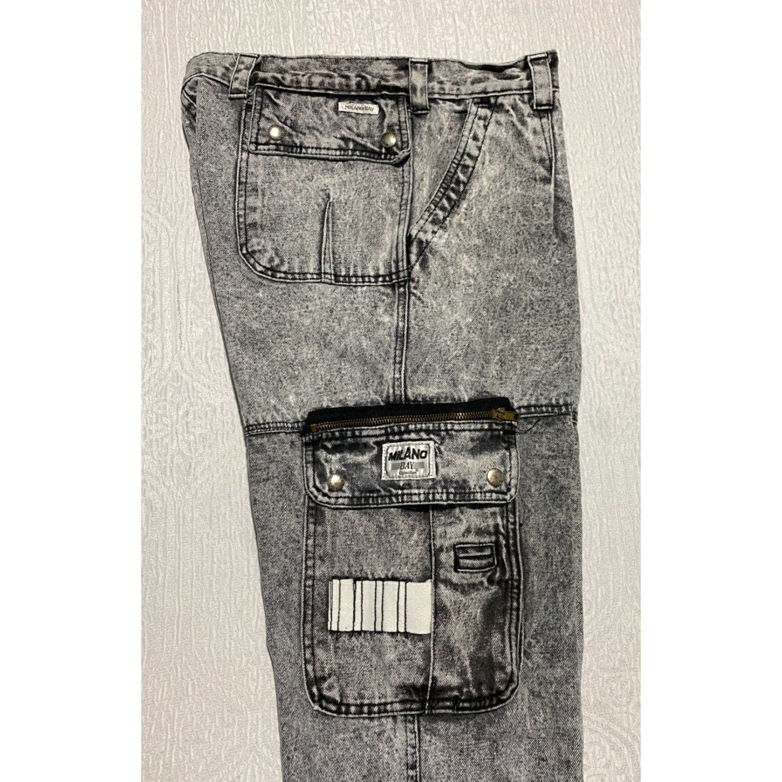 Vintage VINTAGE Milano Bay Cargo Jeans Women's 34 Gray Acid Wash 80s Grunge 100% Cotton Denim Jeans Womens Size 24" / US 00 / IT 34 - 7 Thumbnail
