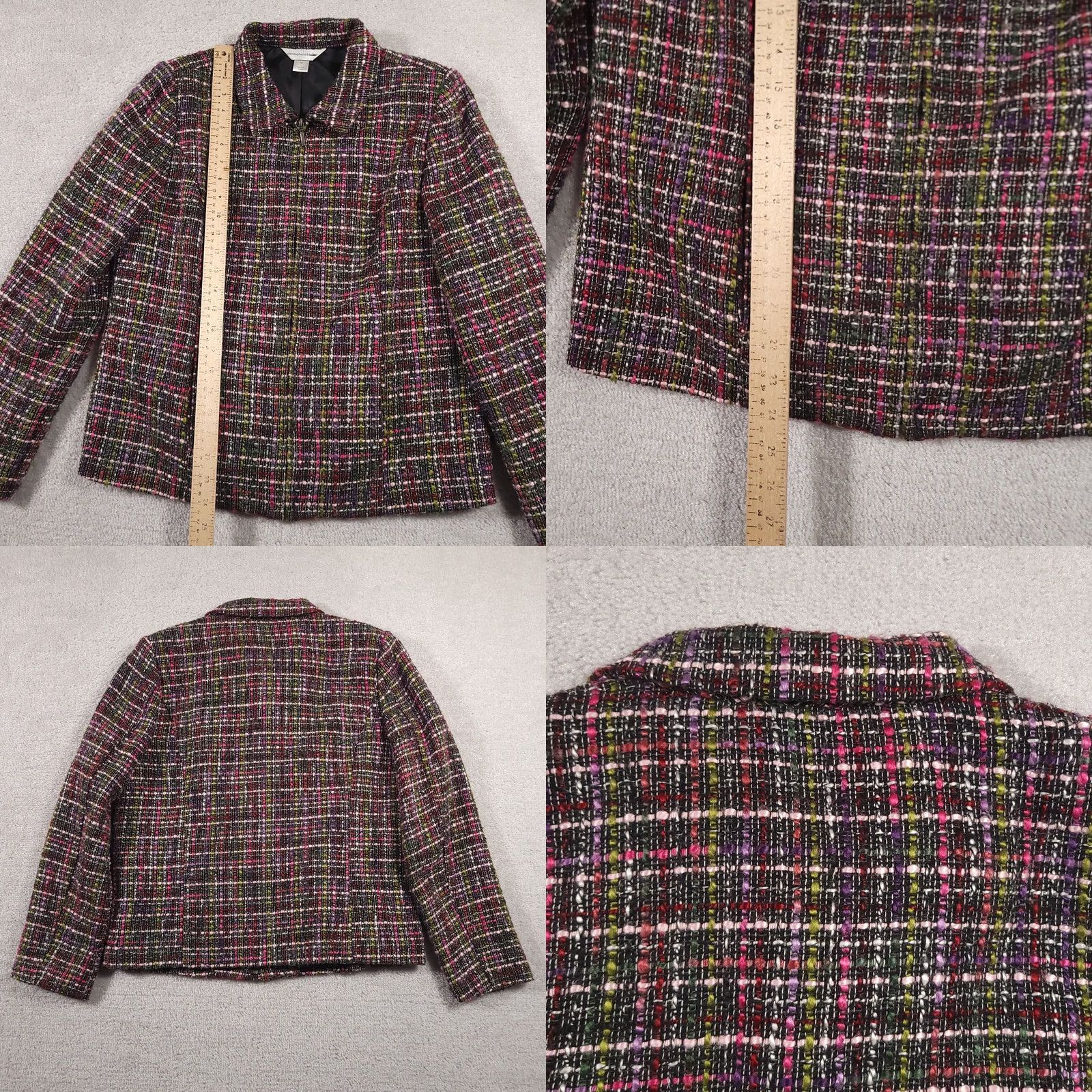 Vintage Christopher Banks Tweed Blazer Jacket Women's Med Collar Lined Pockets Full Zip Jacket Size M / US 6-8 / IT 42-44 - 8 Thumbnail