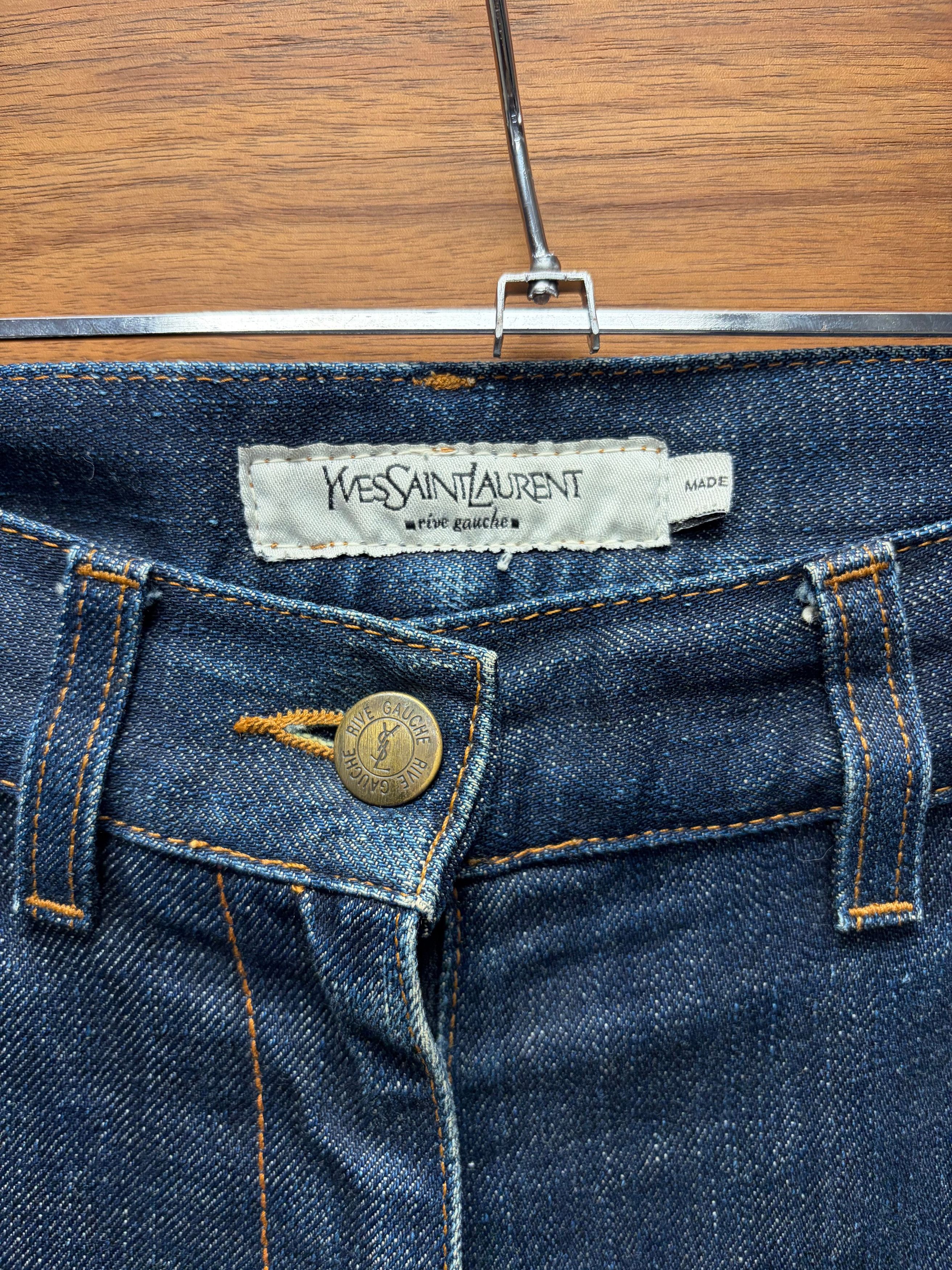 Saint Laurent Paris Vintage Yves Saint Laurent Rive Gauche ‘YSL Crest’ Flared Low-Rise Skinny Jeans Size 29" - 3 Thumbnail