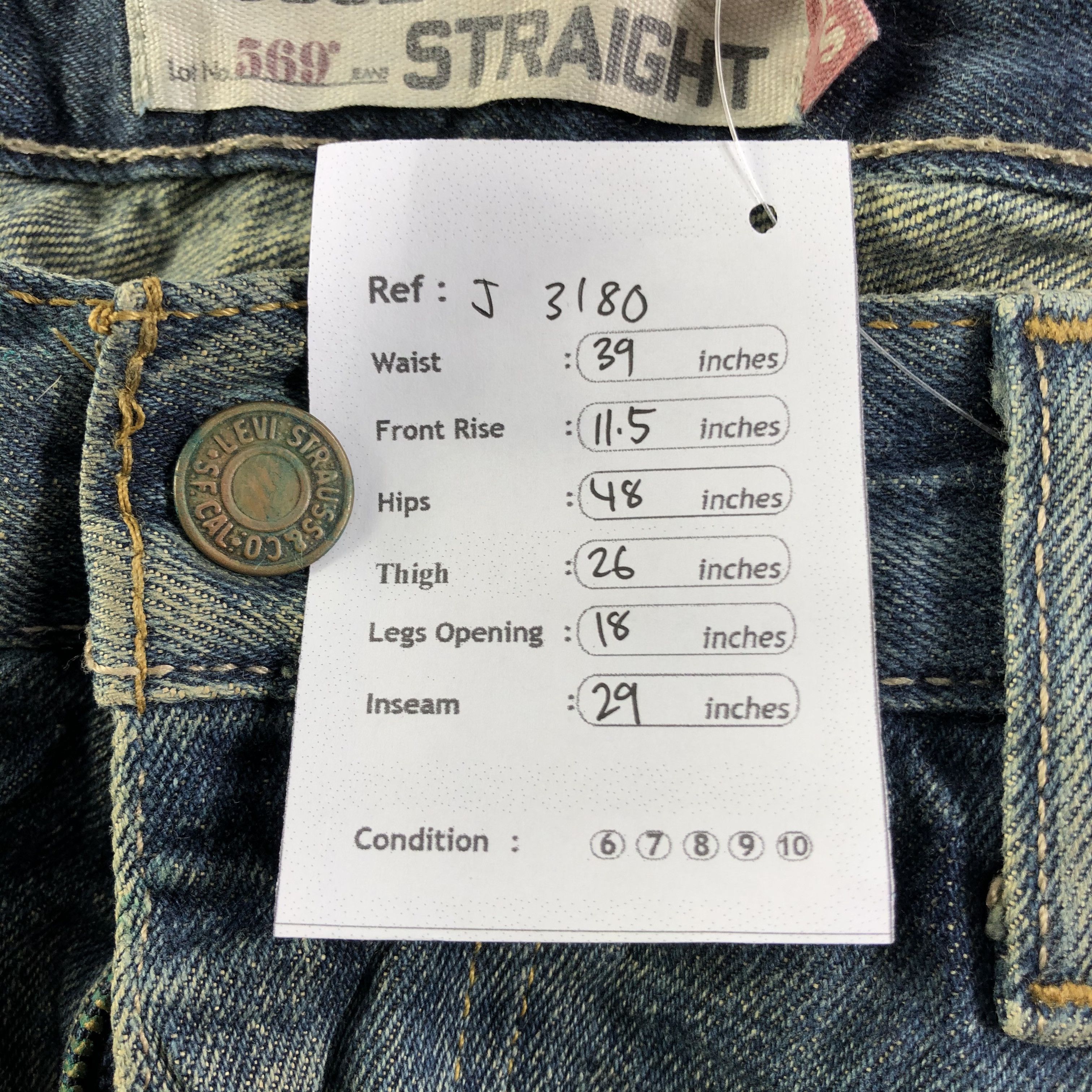 Levi's Vintage Blue Wash Levis 569 Jeans-J3180 Size US 39 - 14 Thumbnail