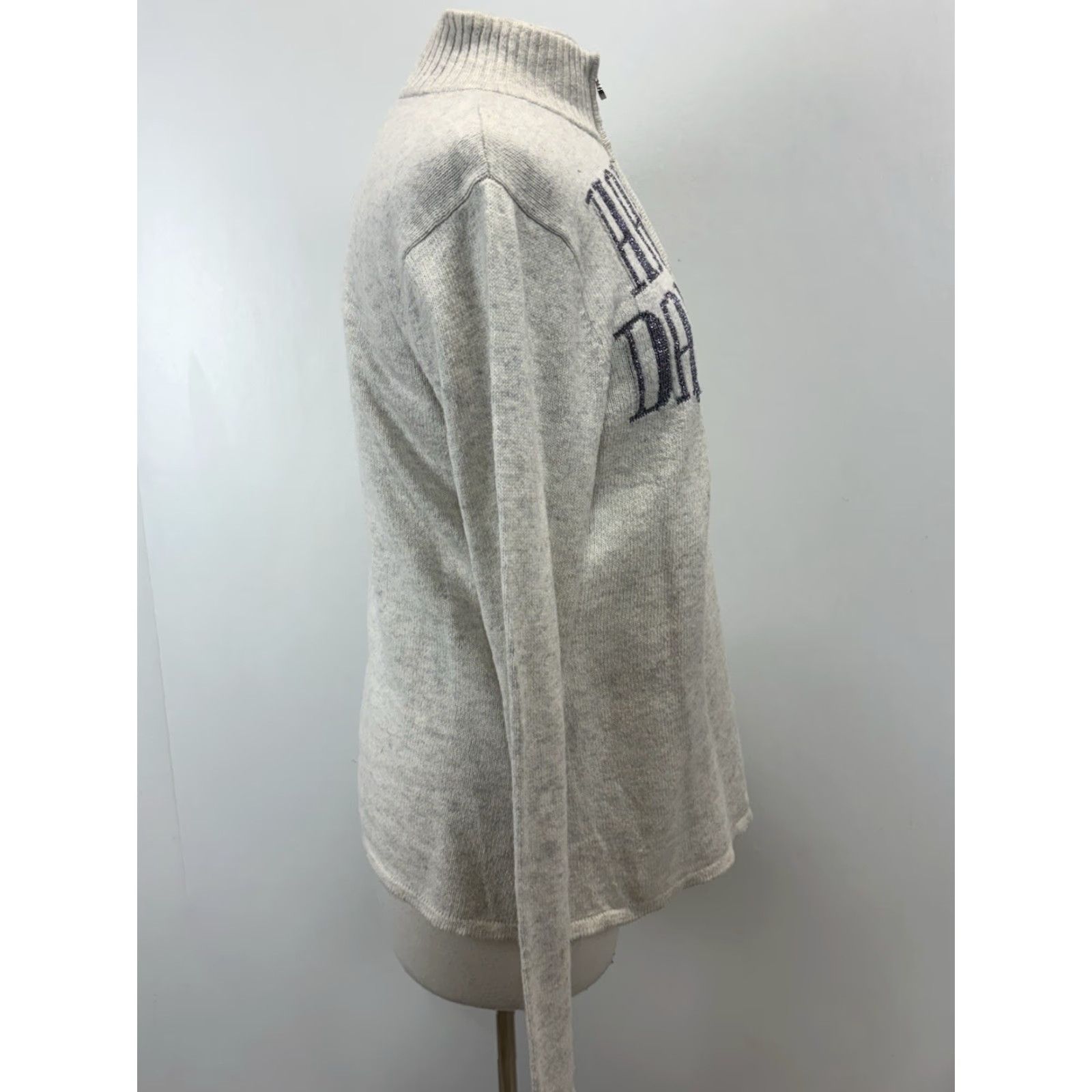 Harley Davidson VINTAGE Harley-Davidson Sweater Women's XL Gray 1/4 Zip Mock Neck Pullover Knit Sweatshirt Size XL / US 12-14 / IT 48-50 - 4 Thumbnail