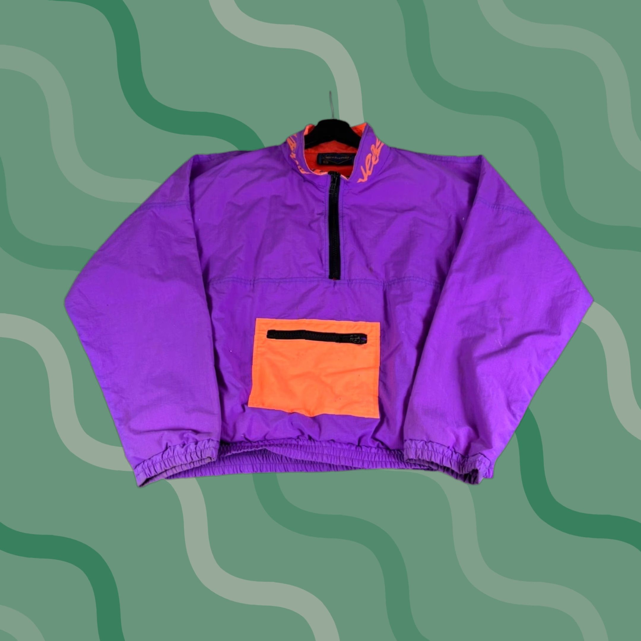 Vintage VINTAGE Weekends Jacket Mens S Anorak 90s Purple Neon Orange Windbreaker Zip Lined Pockets Size US S / EU 44-46 / 1 - 1 Thumbnail