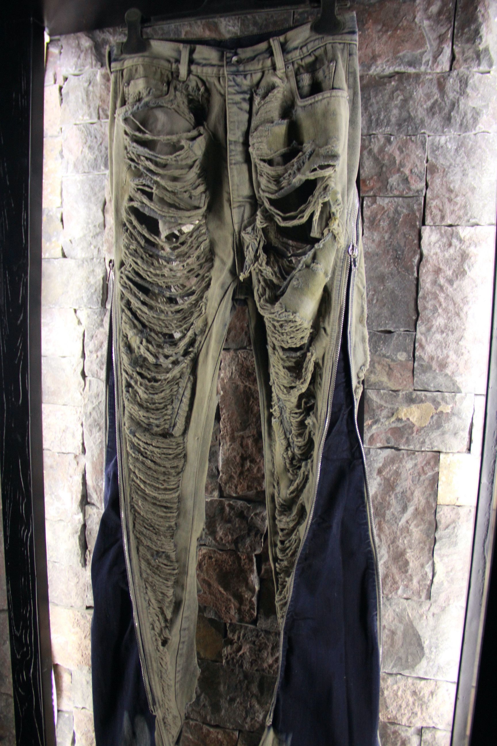 Rick Owens Drkshdw Rick Owens Bela Shredded Wide Leg Jeans Size US 34 / EU 50 - 2 Thumbnail