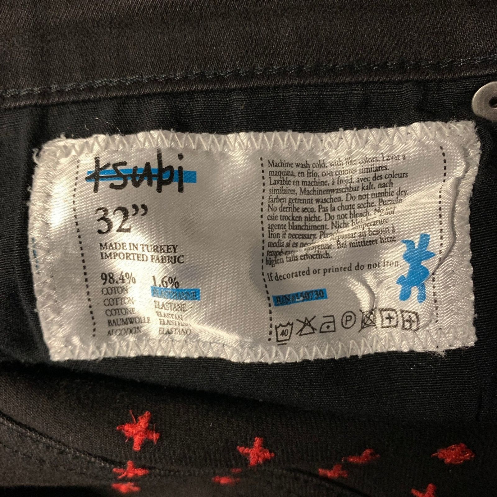 Ksubi KSUBI Size 32 Black Washed Embroidered Cotton Slim Fit Jeans Size US 32 / EU 48 - 4 Thumbnail