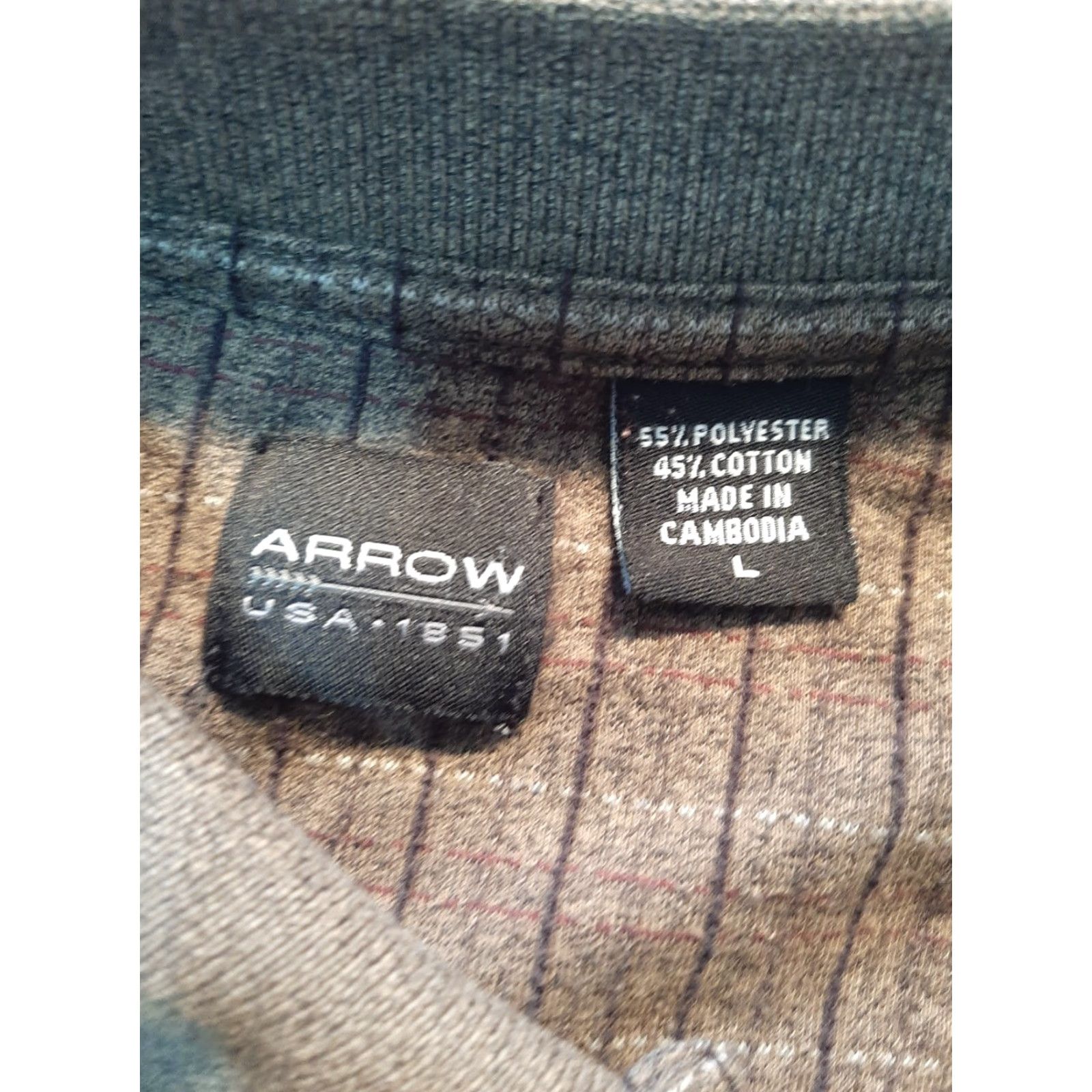 Arrow Arrow Short sleeve shirt mens Large L Collar Pocket Shirt Regular Button-Up Cotton Multicolor Short Sleeve Casual Men L Shirt Size US L / EU 52-54 / 3 - 3 Thumbnail