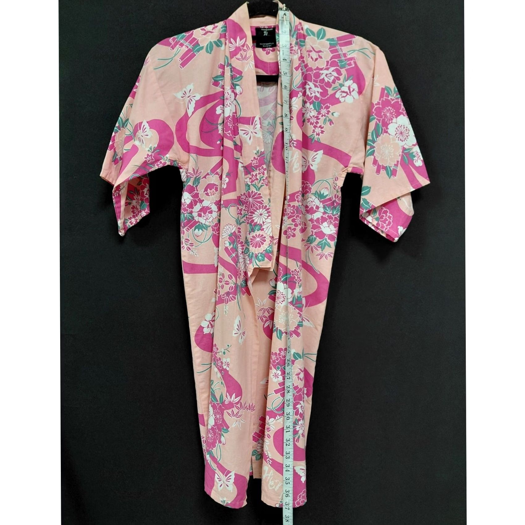 Vintage Midori International Kimono Womens See Measurements Pink Floral Robe Women Size ONE SIZE - 6 Thumbnail