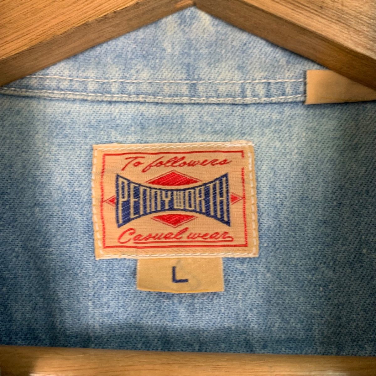 Vintage PENNY WORTH Western Chambray Denim Shirt #1265-C57 Size US L / EU 52-54 / 3 - 15 Thumbnail