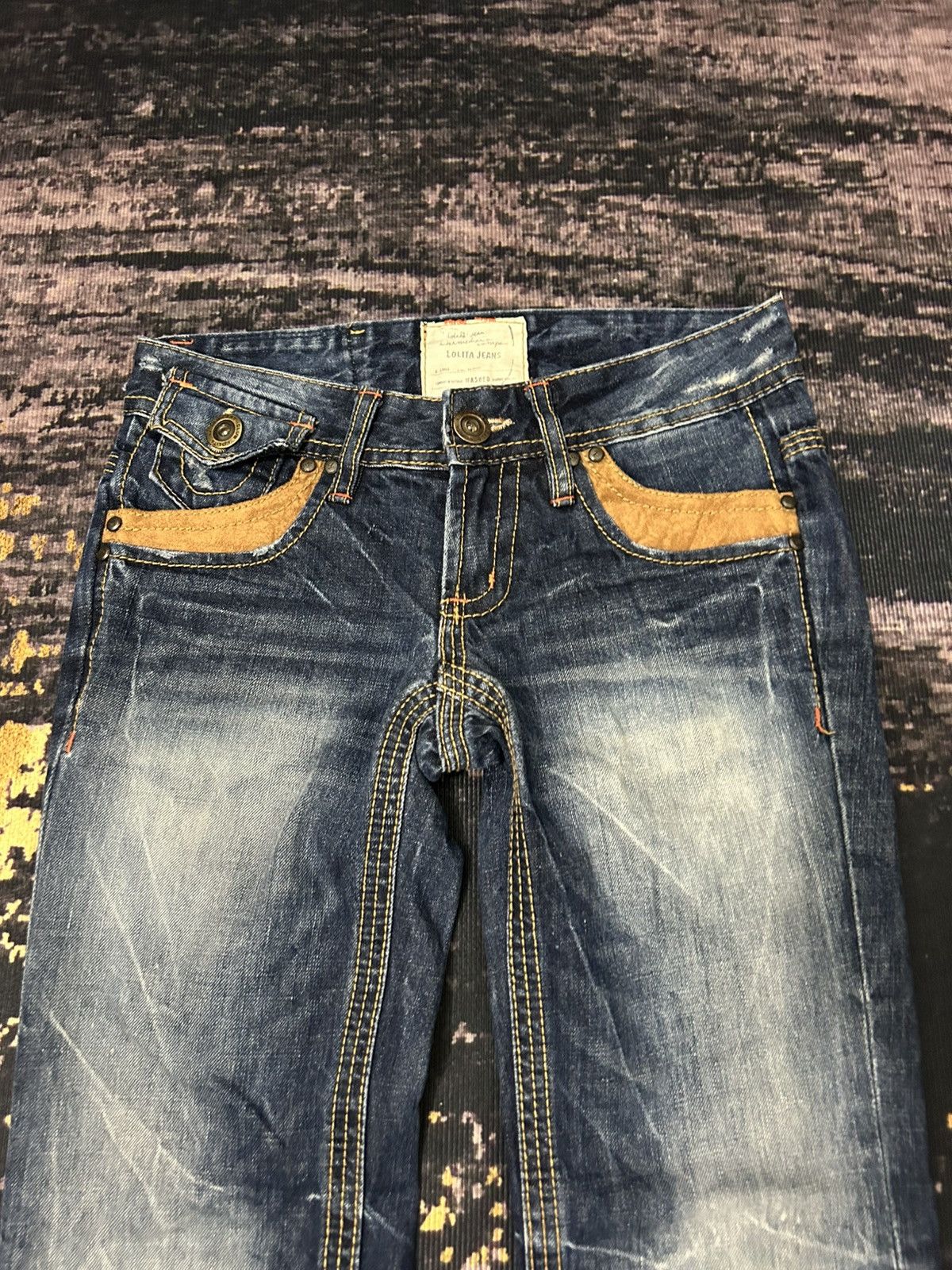 Tornado Mart Lolita Mud Clawmark Leather Pocket Back Flare Jeans Size US 30 / EU 46 - 8 Thumbnail