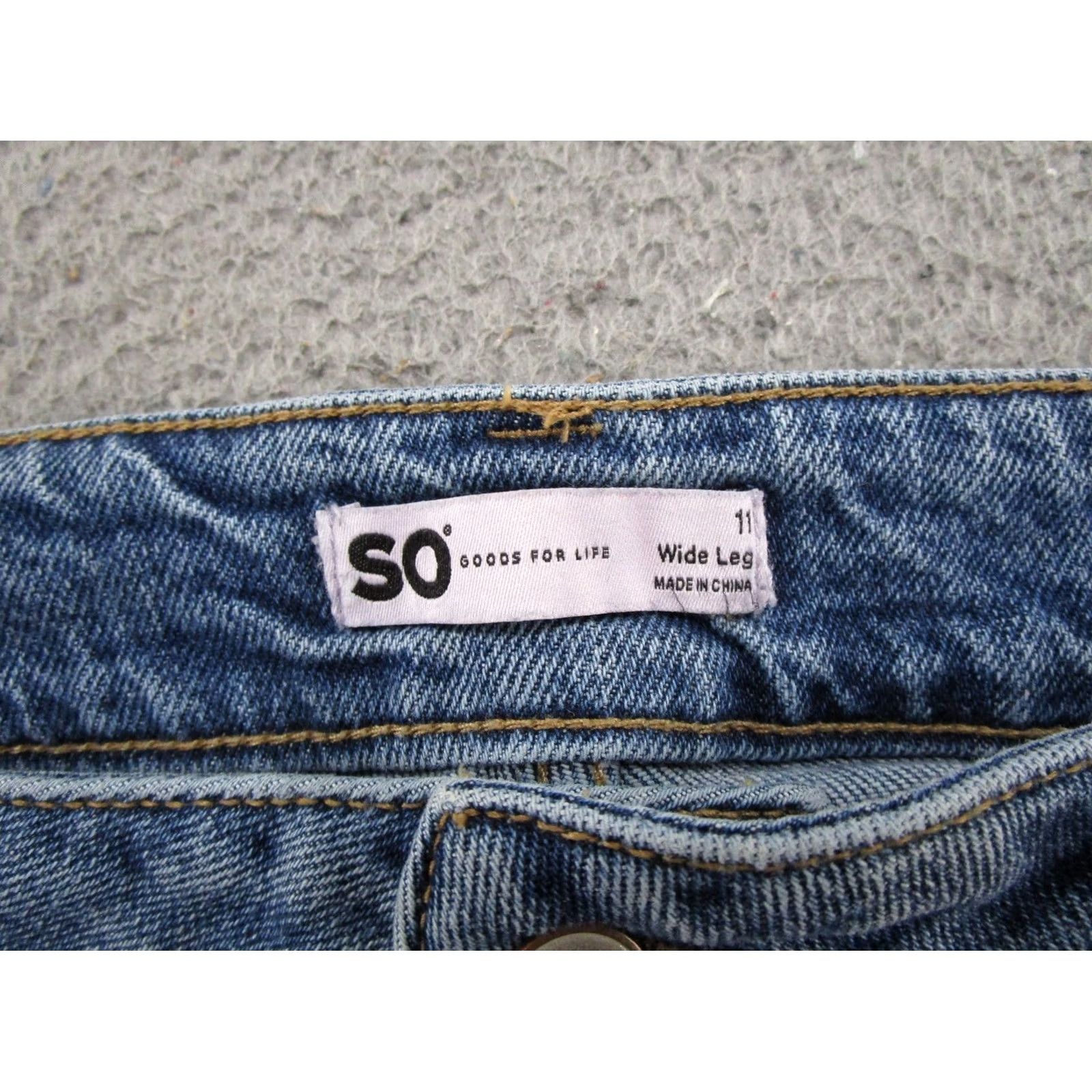 Denime So Womens Blue Stretch Denim Wide Leg Cargo Jeans Juniors Size 11 Baggy Womens Size 32" / US 10 / IT 46 - 4 Thumbnail