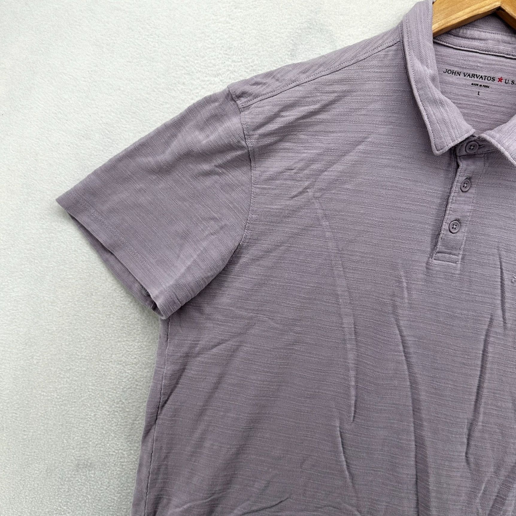 John Varvatos John Varvatos Star USA Polo Shirt Purple Men's Large Textured Short Sleeve Size US L / EU 52-54 / 3 - 5 Thumbnail