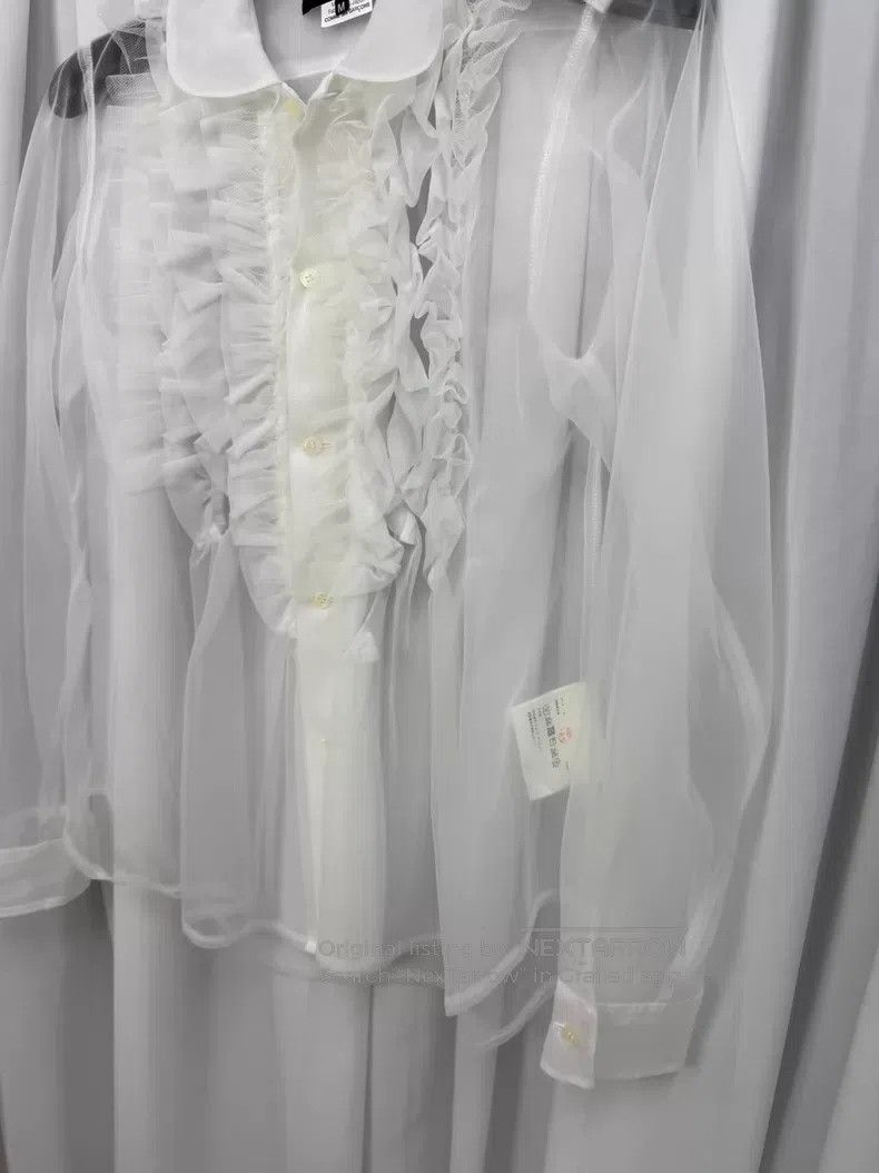 Comme des Garcons Comme Des Garcons Ruffled round neck sheer blouse| Size M / US 6-8 / IT 42-44 - 2 Thumbnail