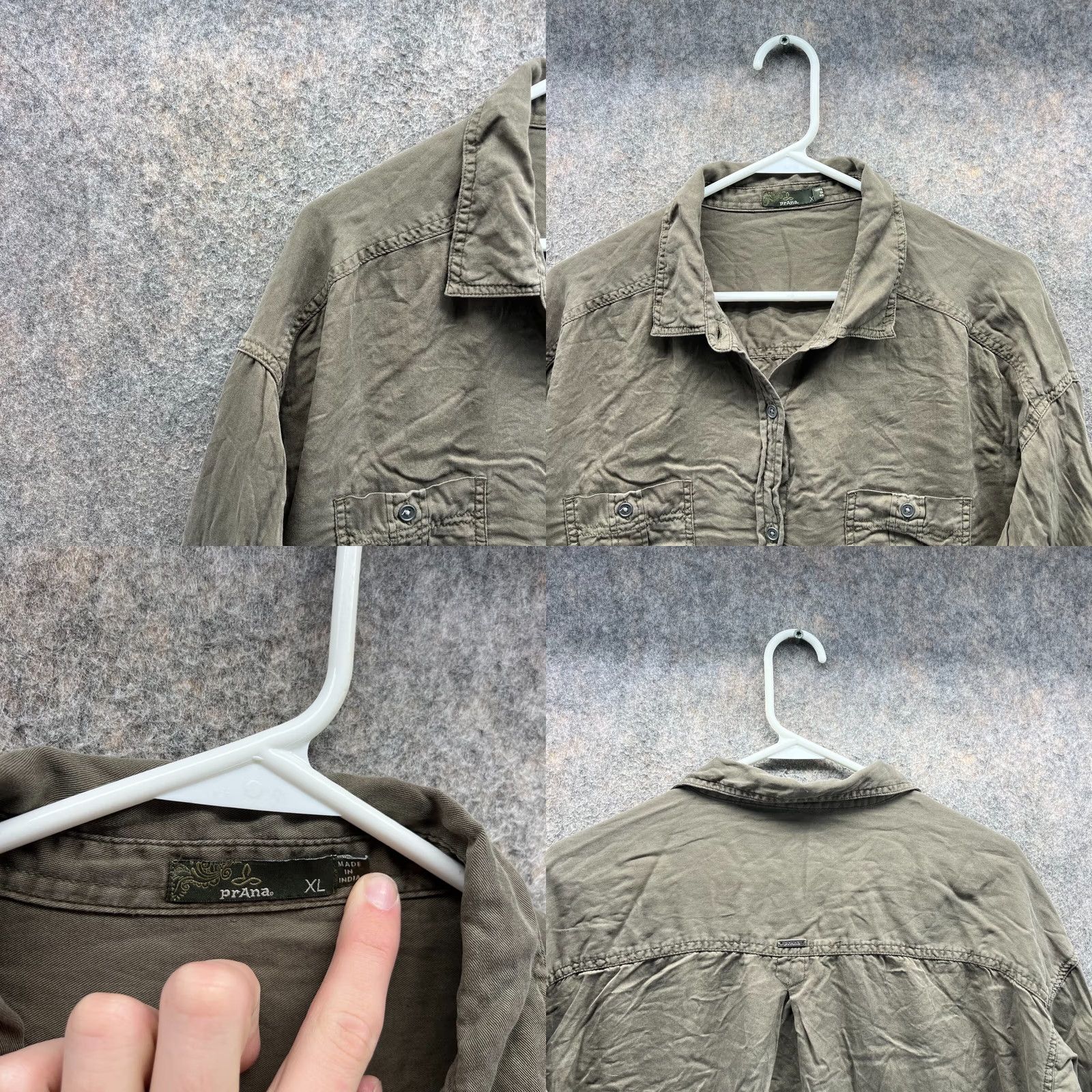 Prana VINTAGE prAna Shirt Women XL Green Button-Up Knit Lyocell Casual All Seasons 100% Solid Front Button Womens XS? Size XL / US 12-14 / IT 48-50 - 8 Thumbnail