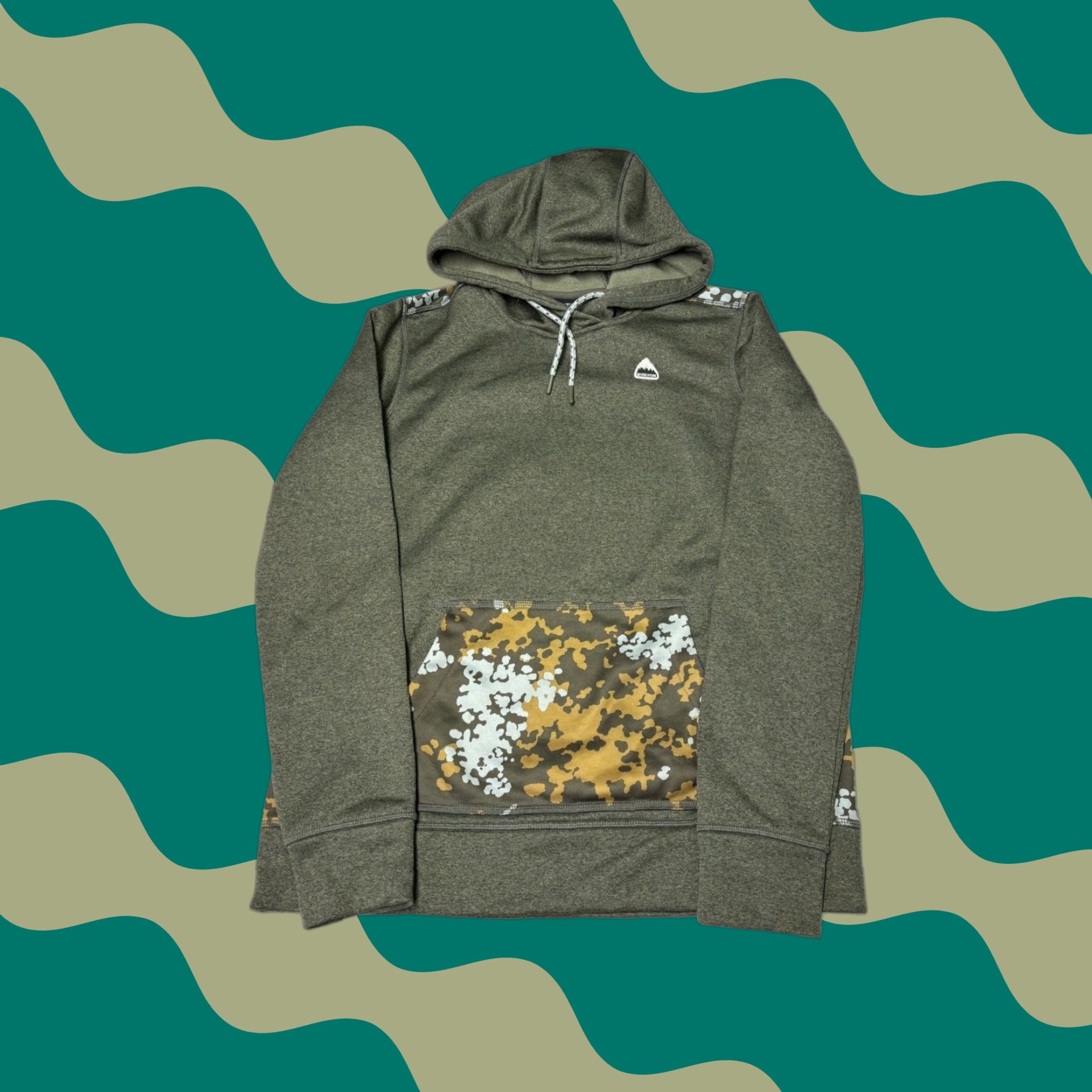 Burton Burton Hoodie Camouflage Pocket Green Fleece Lined Hooded Sweatshirt Size S Size US S / EU 44-46 / 1 - 1 Thumbnail