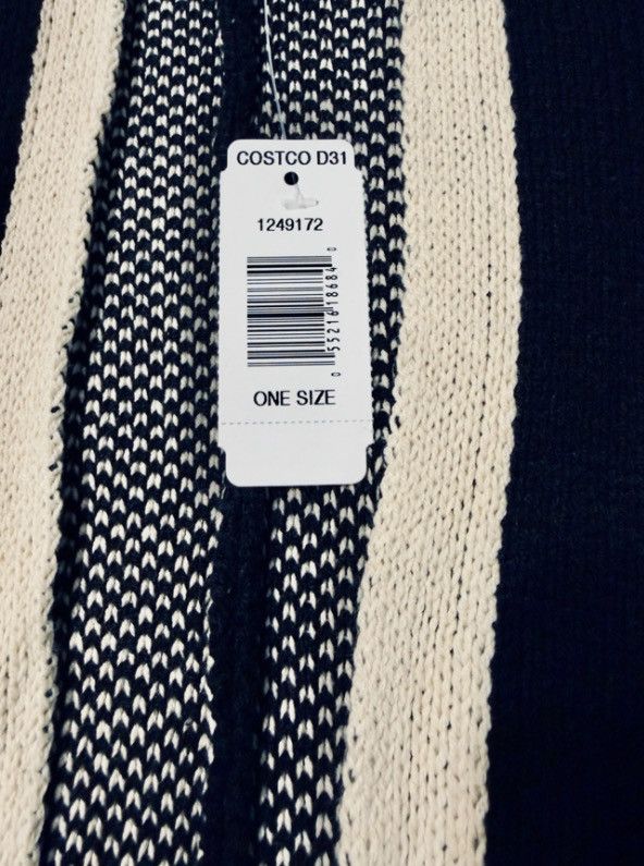 Ike Behar Ike Behar Knit Cape / Ruana Wrap – Black & Cream – One Size Size ONE SIZE - 4 Thumbnail
