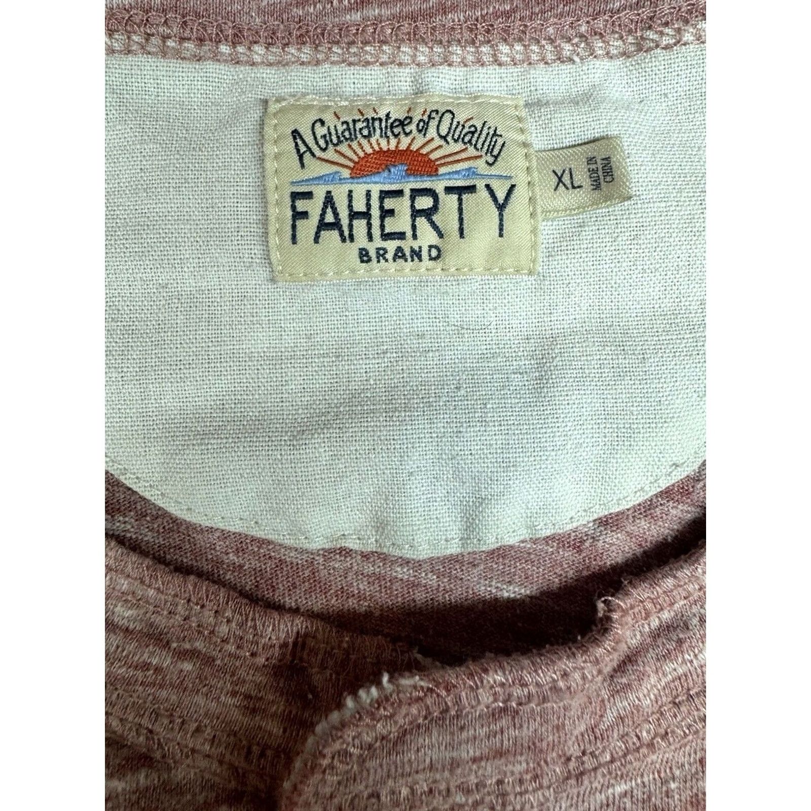 Faherty Faherty Henley Shirt Pink Heathered XL Men Short Sleeve Cotton Knit Button Modern Preppy Beach Outdoor College Summer Fall Spring Mens Size US XL / EU 56 / 4 - 2 Thumbnail