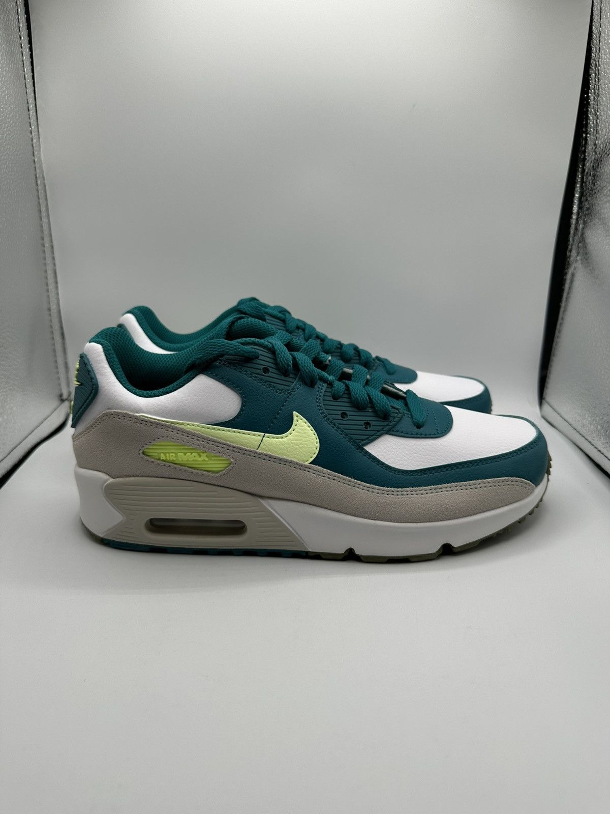 Nike Nike Air Max 90 Leather GS “Bright Spruce Barley Volt” Size US 7.5 / IT 37.5 - 3 Thumbnail