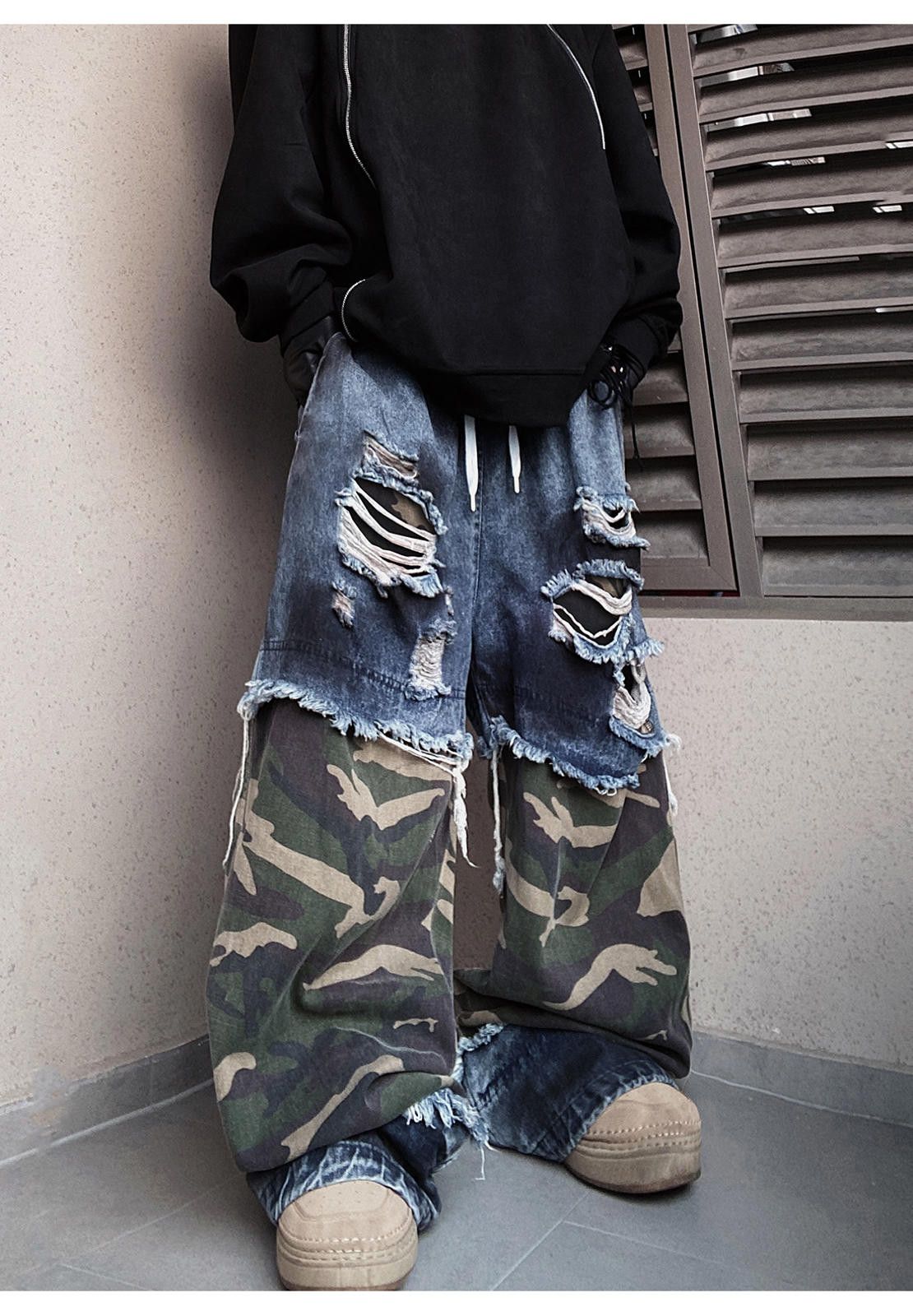 Jean Oversized Ripped Denim Cargo Jeans Size US 32 / EU 48 - 4 Thumbnail