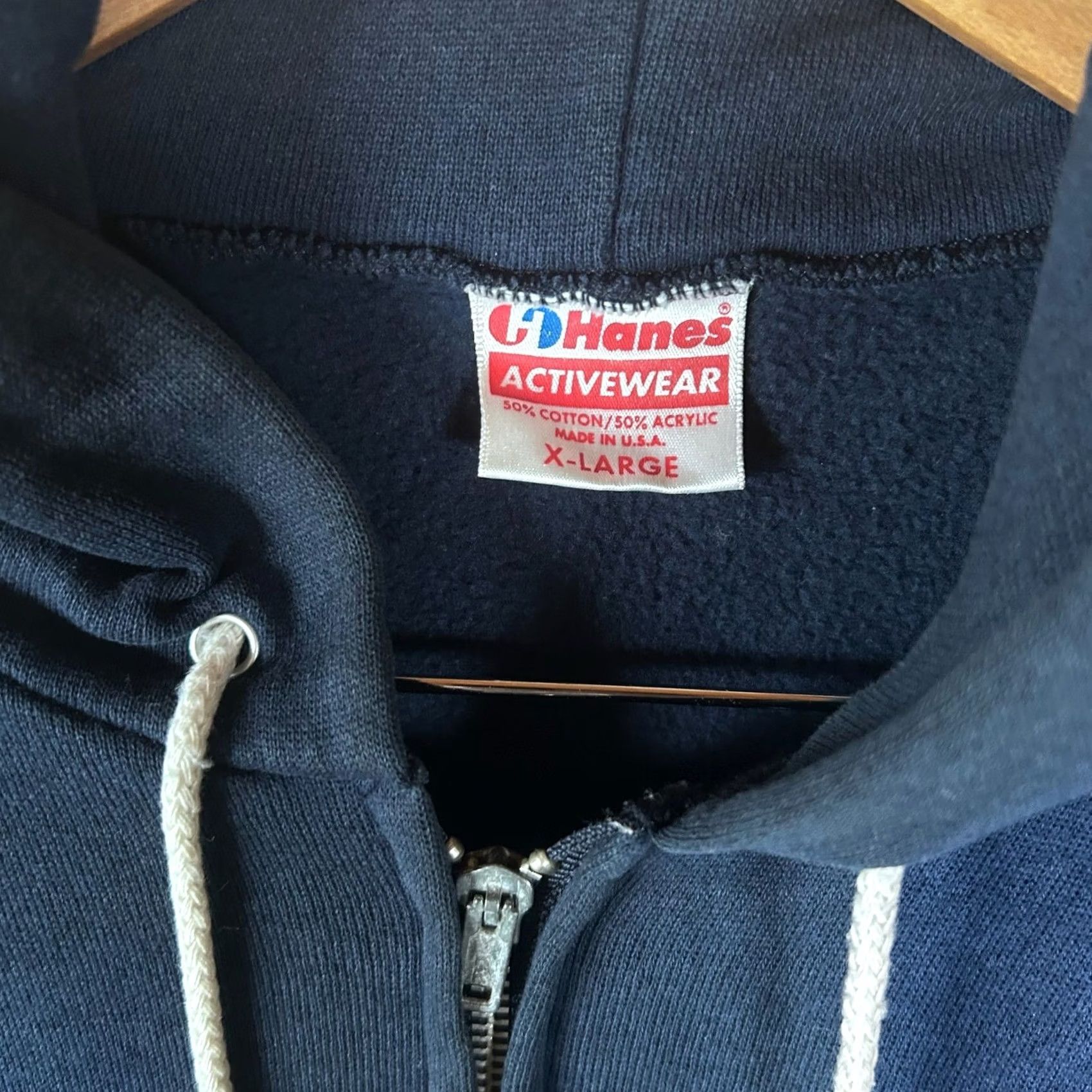 Hanes VINTAGE Hanes Full Zip Hoodie Navy Blue XL Men Hoodie Regular Fit Size US XL / EU 56 / 4 - 2 Thumbnail