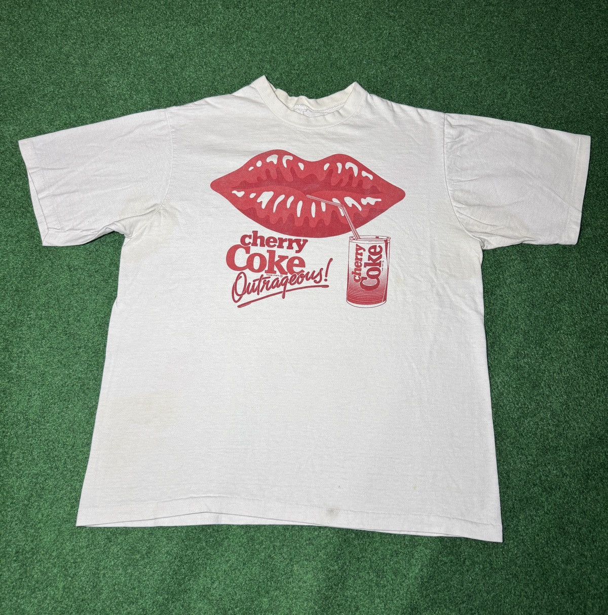 Coca Cola × Vintage Vtg 80s Cherry Coke RARE Big Lips Graphic Hip Hop T Shirt Size US L / EU 52-54 / 3 - 1 Thumbnail