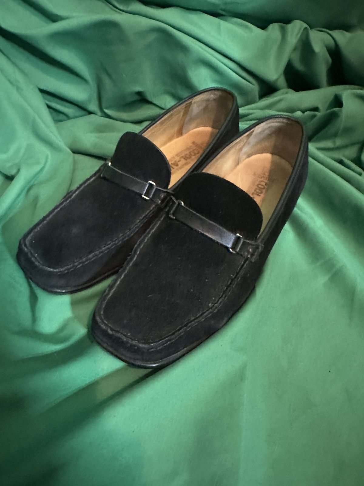 Mephisto Black suede square toe loafers with leather straps Size US 8 / EU 41 - 3 Thumbnail